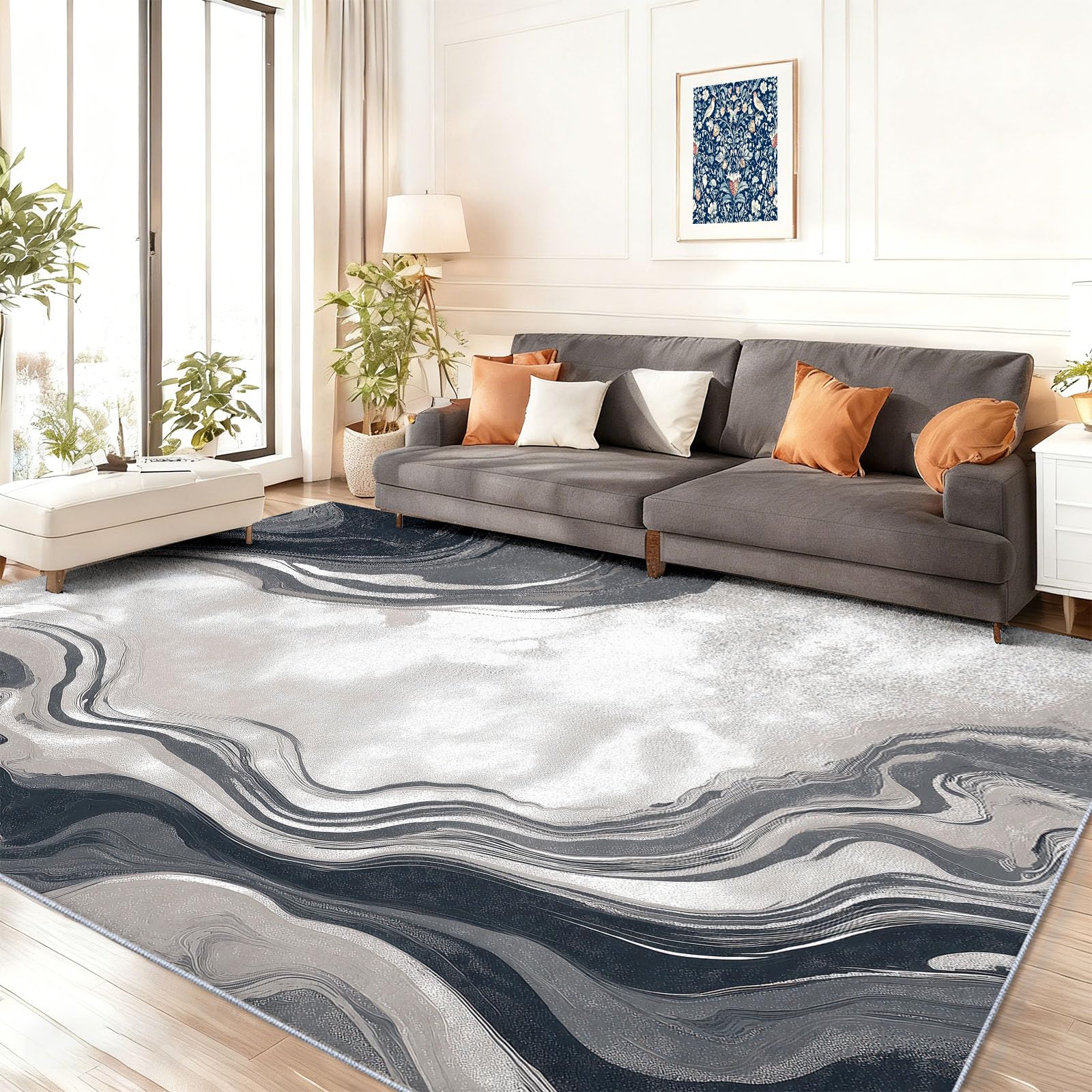 Alfombra 140 x 200 cm Motivos Textura De Mármol Líneas Fluidos Abstractos