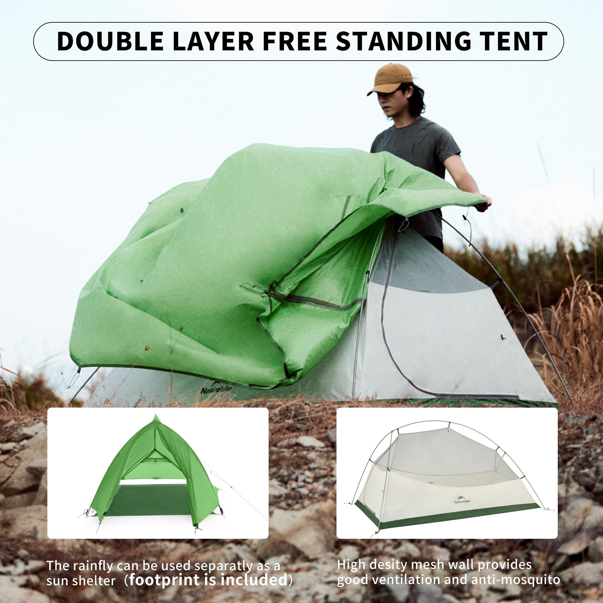Amazon.co.jp: Naturehike Cloud-Up 1人用テント 軽量バックパッキング