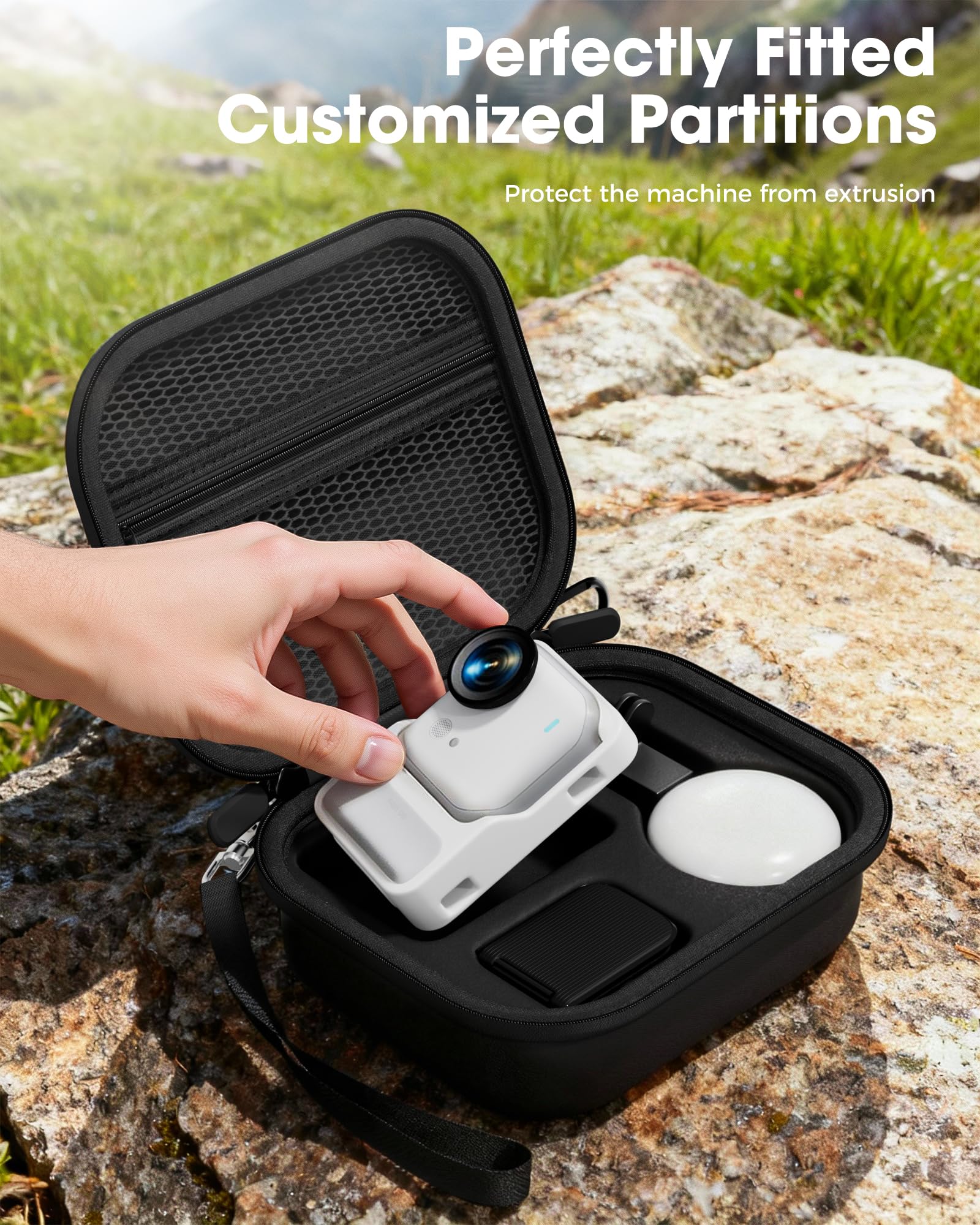 ProCase Custodia da Trasporto per Insta 360 Go Ultra Pacchetto Standard, Borsa di Viaggio Protettiva con Cinturino per Go Ultra Action Camera Accessori -Nero