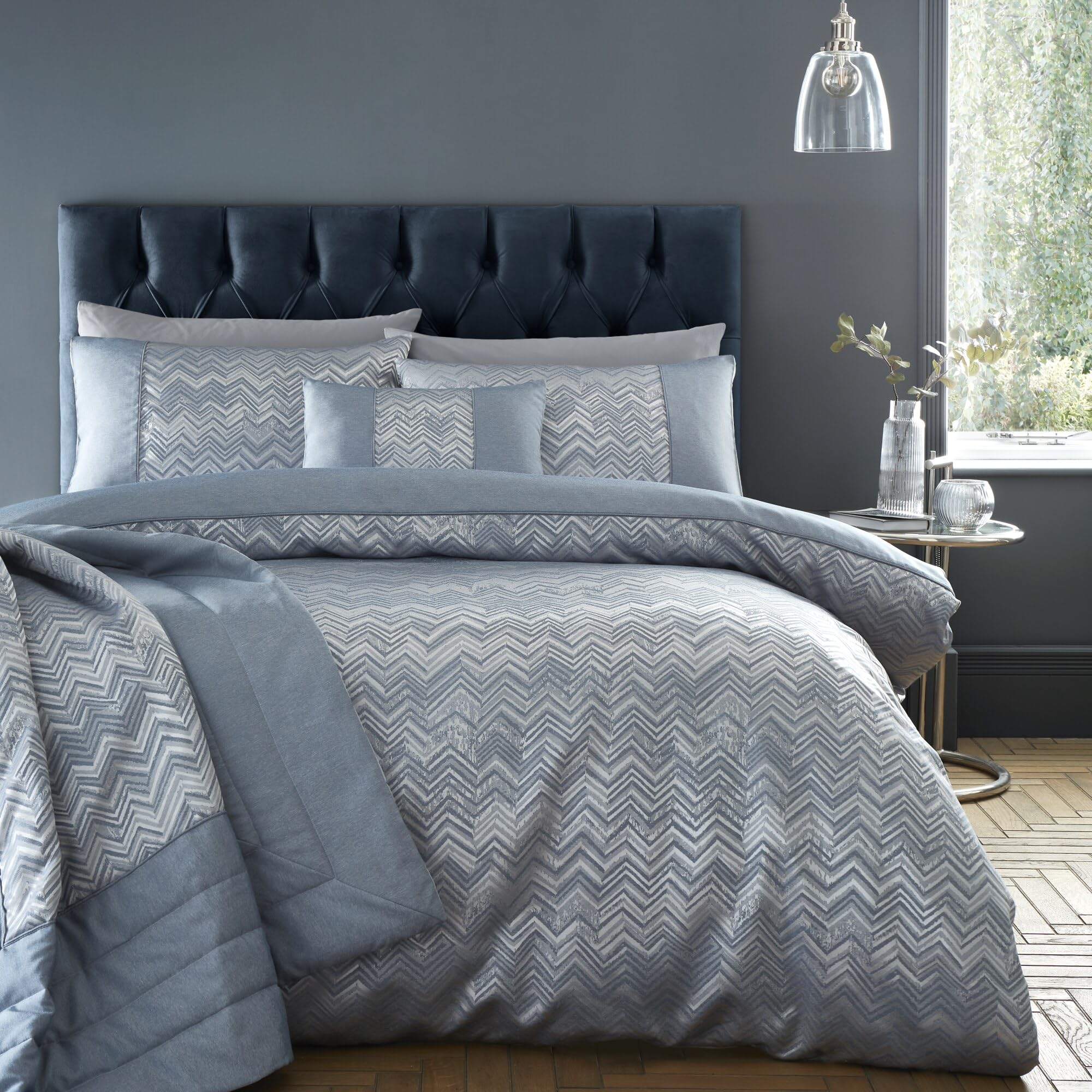 Portfolio Home - Duvet Cover Set - Cotton/Polyester Blend - Blue - Double