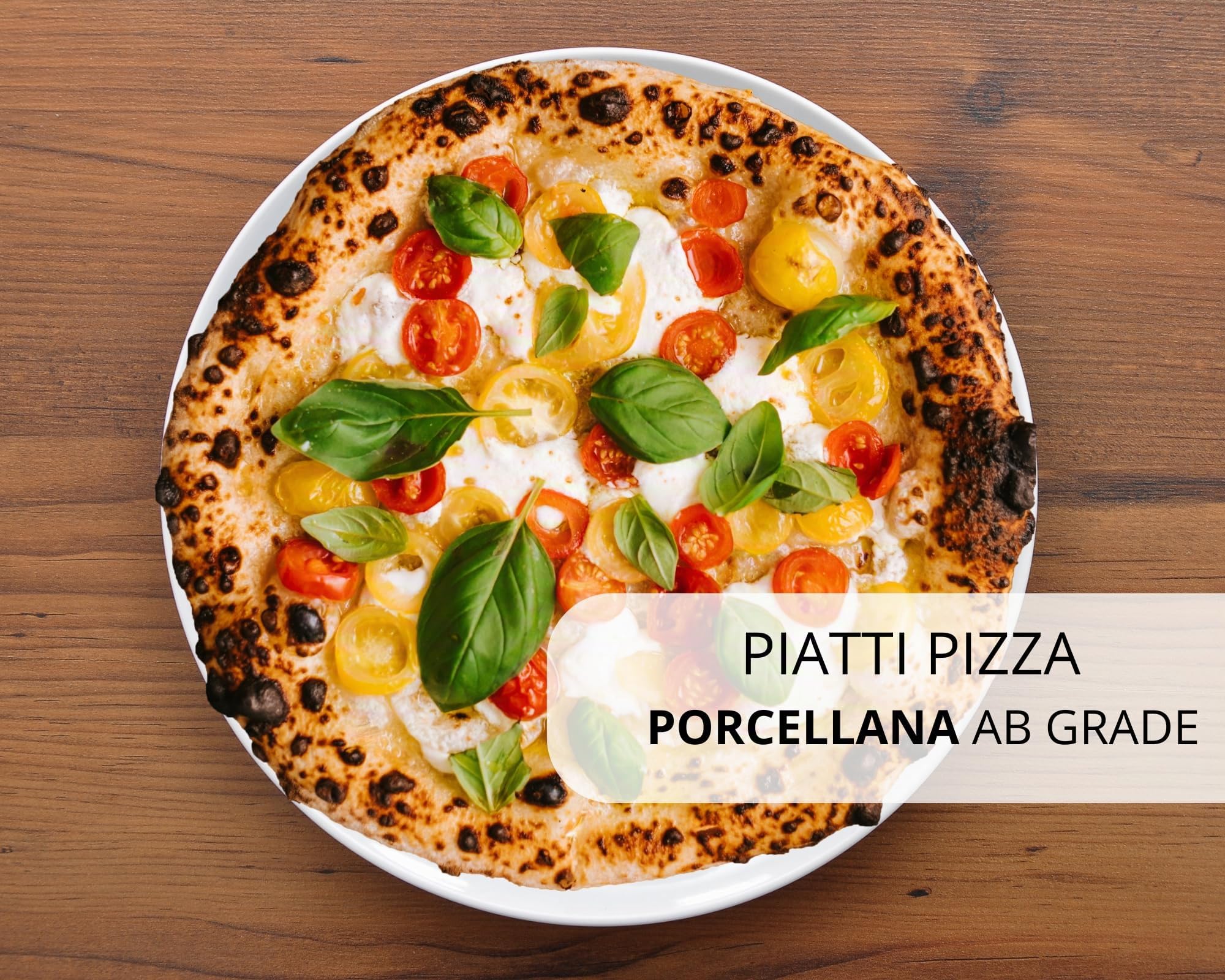 Tata Home Set 6 Piatti per Pizza Grandi in Porcellana Bianca Diamentro 31 cm Moderni Piatto Portapizza Tradizionale Mod. Simply