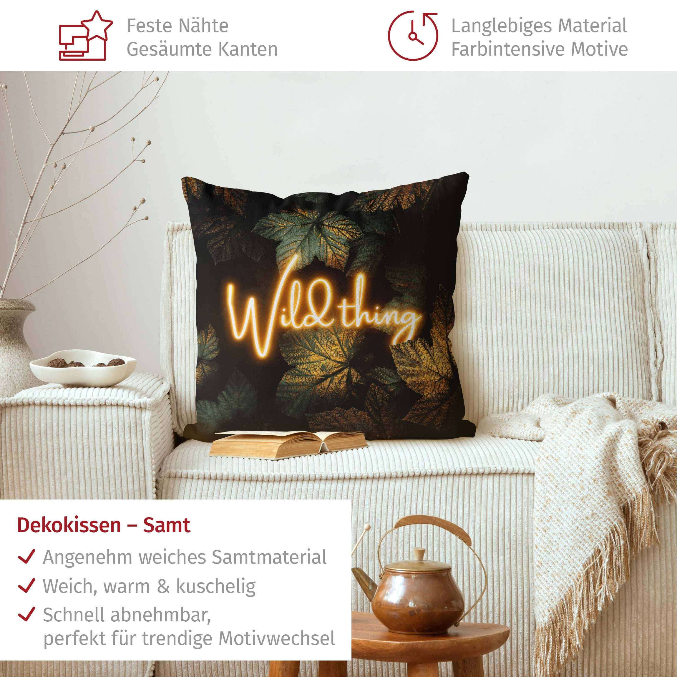 Dekokissen drinnen/Indoor waschbar Sprüche mit Füllung Zierkissen - Made in Germany - Design Bezug Gold Sofakissen Indoor Sofa Bett 2252