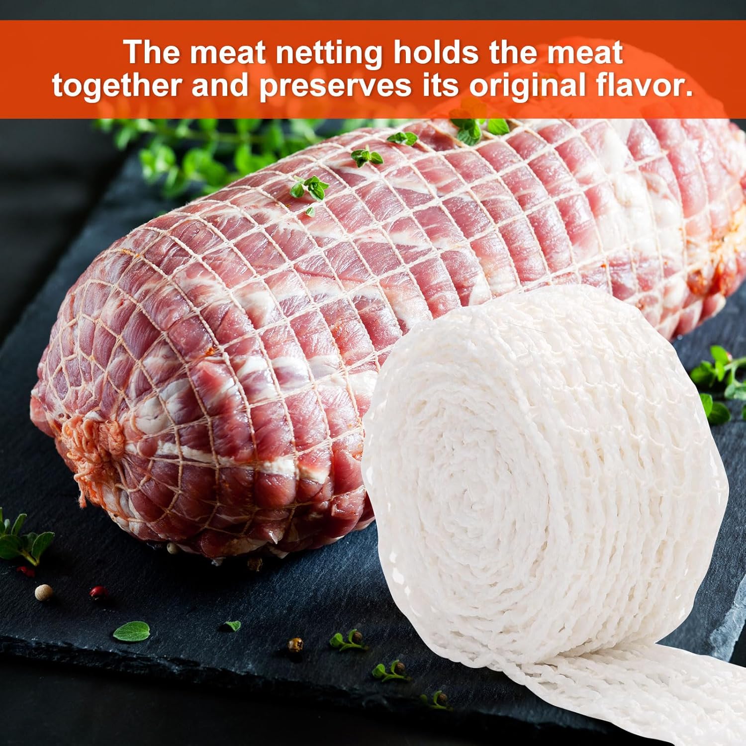 2pcs Meat Netting Rolls 1m & 3m, 18 Hole Elastic Ham Netting Smoked Meat Poultry Ham Sock Netting Beef Netting Precut Butcher Twine Netting for Making Delicious Meat Sausages