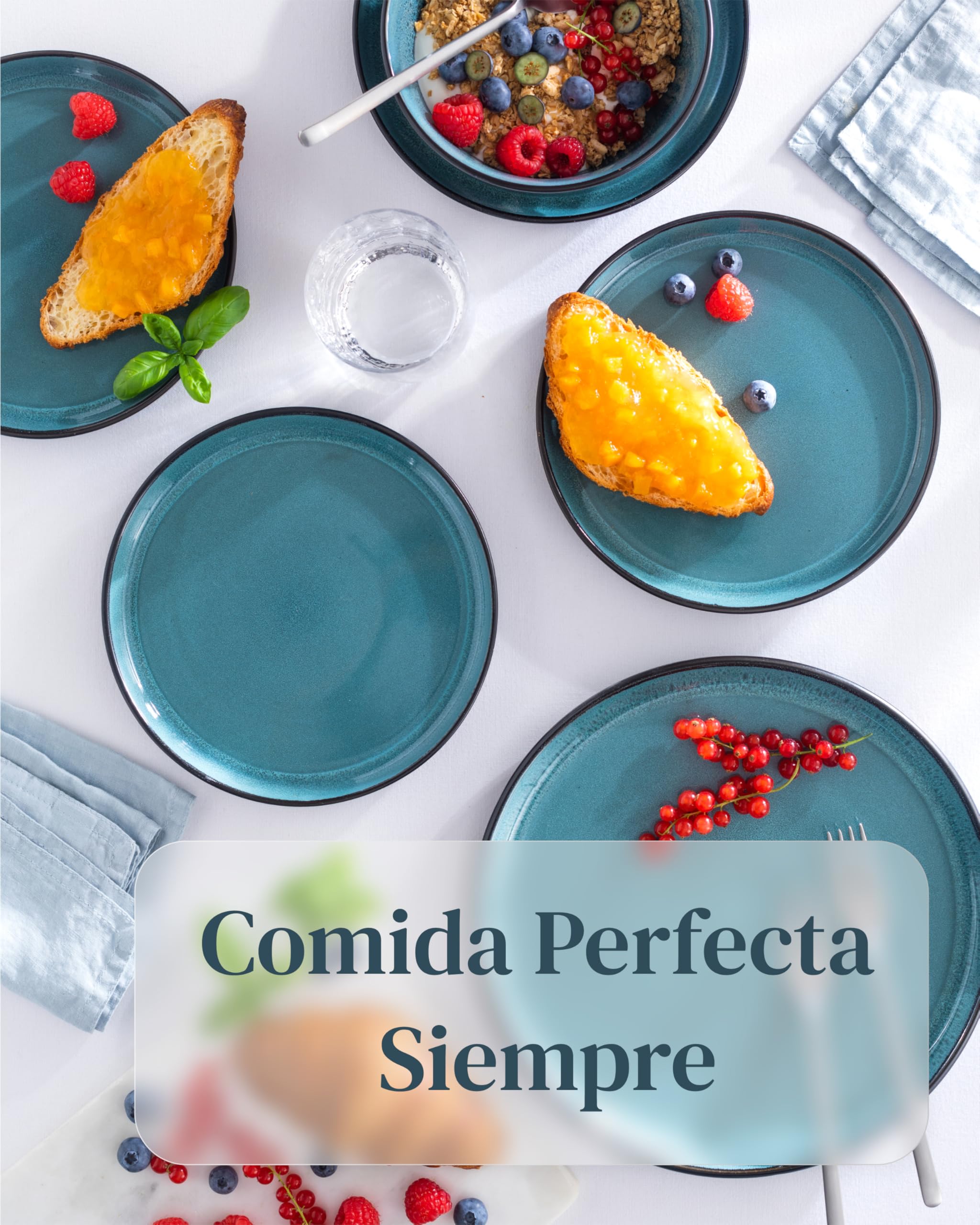 Plato de servicio Ibiza en gres - Gran plato para servir - Estilo mediterráneo - Apto para lavavajillas y microondas - Plato ovalado de Pure Living en Azul Ahumado