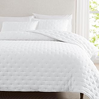 White Cloud California Cal King Size Quilt Bedding Sets with Pillow Shams, Oversized Puffy Cozy Lightweight Bedspread Coverlet, Soft Cute Bed Cover for All Season - 3 Pieces