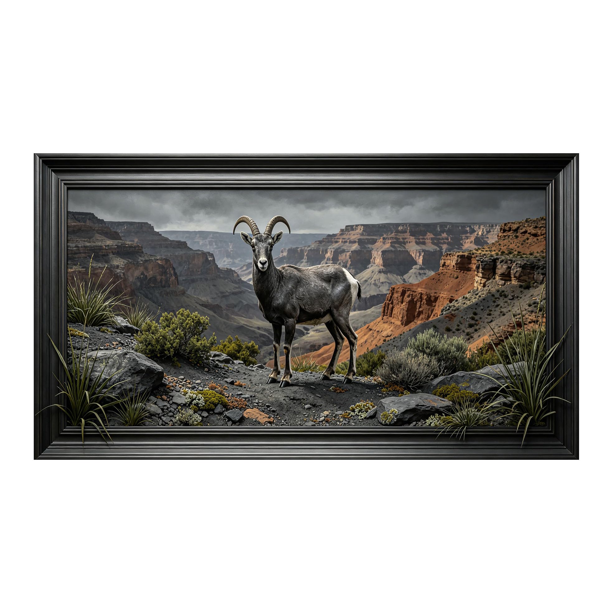Yzpallescene 3D 3D Framed Wall Art 50cm×90cm Mountain Canyon Wildlife Landscape Oil Painting Large Size SelfAdhesive Removable Wall Decor Prints Artwork for Living Room Bedroom Office