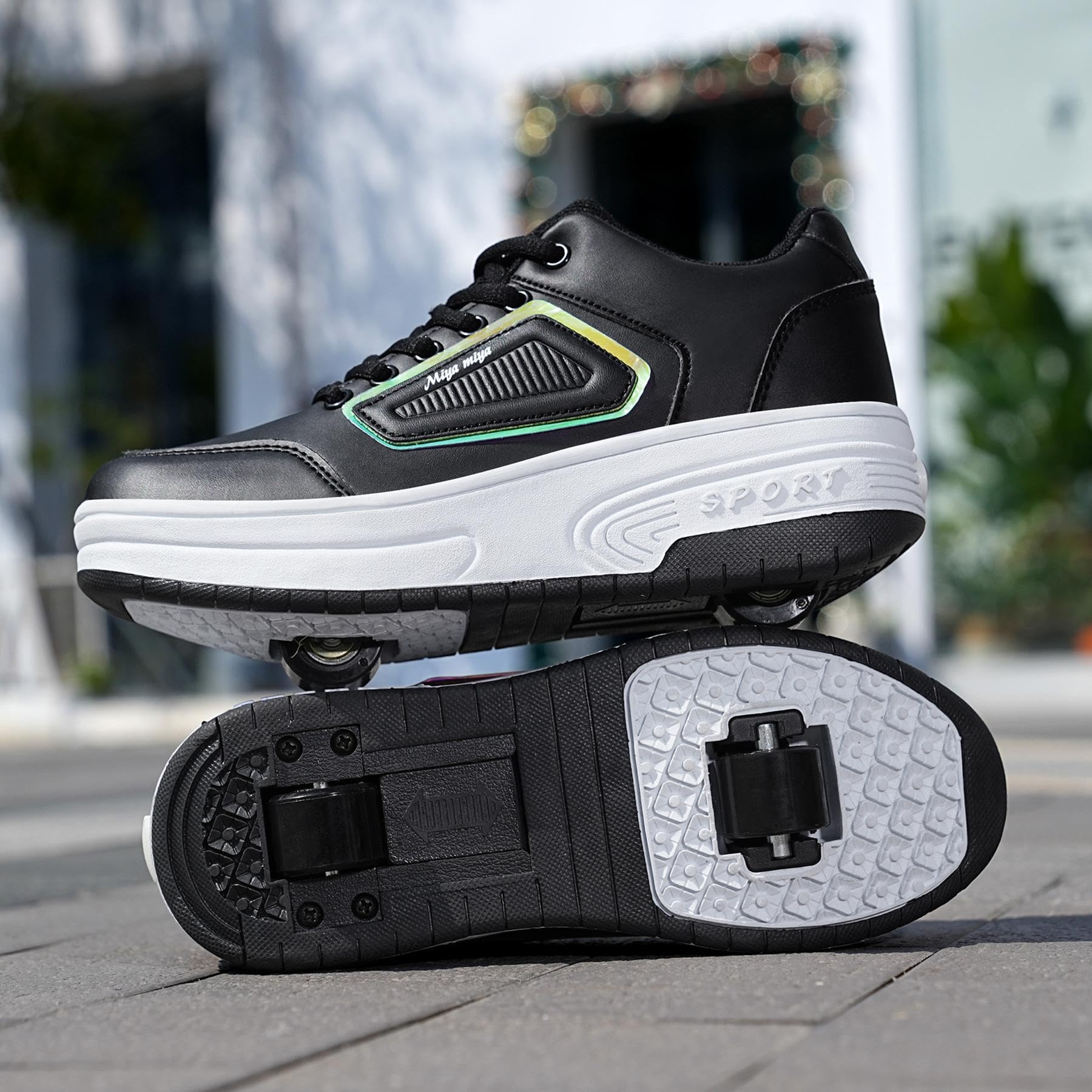 Laufschuhe mit Rollen, einziehbare Skateboard-Schuhe für Kinder Teenager