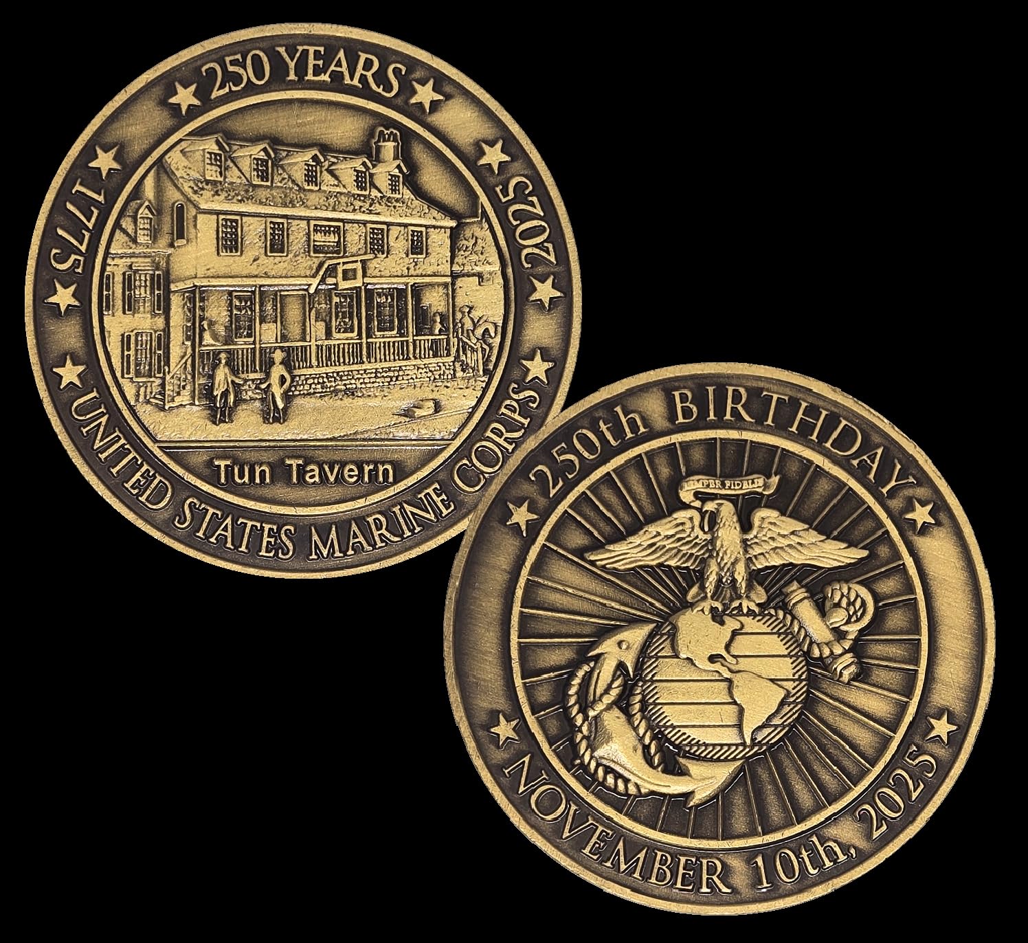 2025 Marine Corps Challenge Coin for 250th Anniversary 2 inch - USMC Birthday Ball