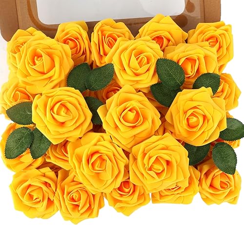 Miniatura 41 de MACTING Flores Artificiales Rosas 30PCS Tacto Real Flores Falsas con Tallo Rosa de Espuma Arcoíris para Bricolaje Ramos de Novia de Boda Centros