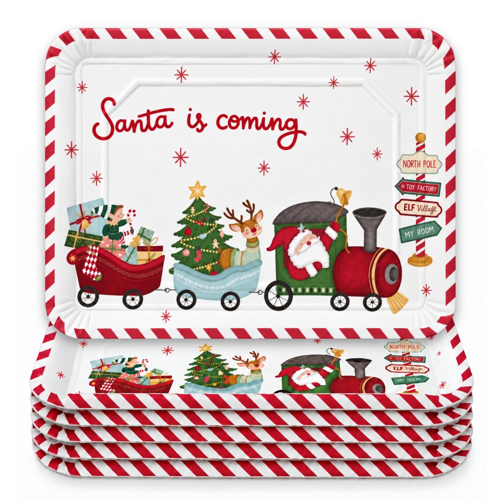 Bandejas de Cartón para Servir, Diseño Santa is Coming, 6 Unidades - imagen 1