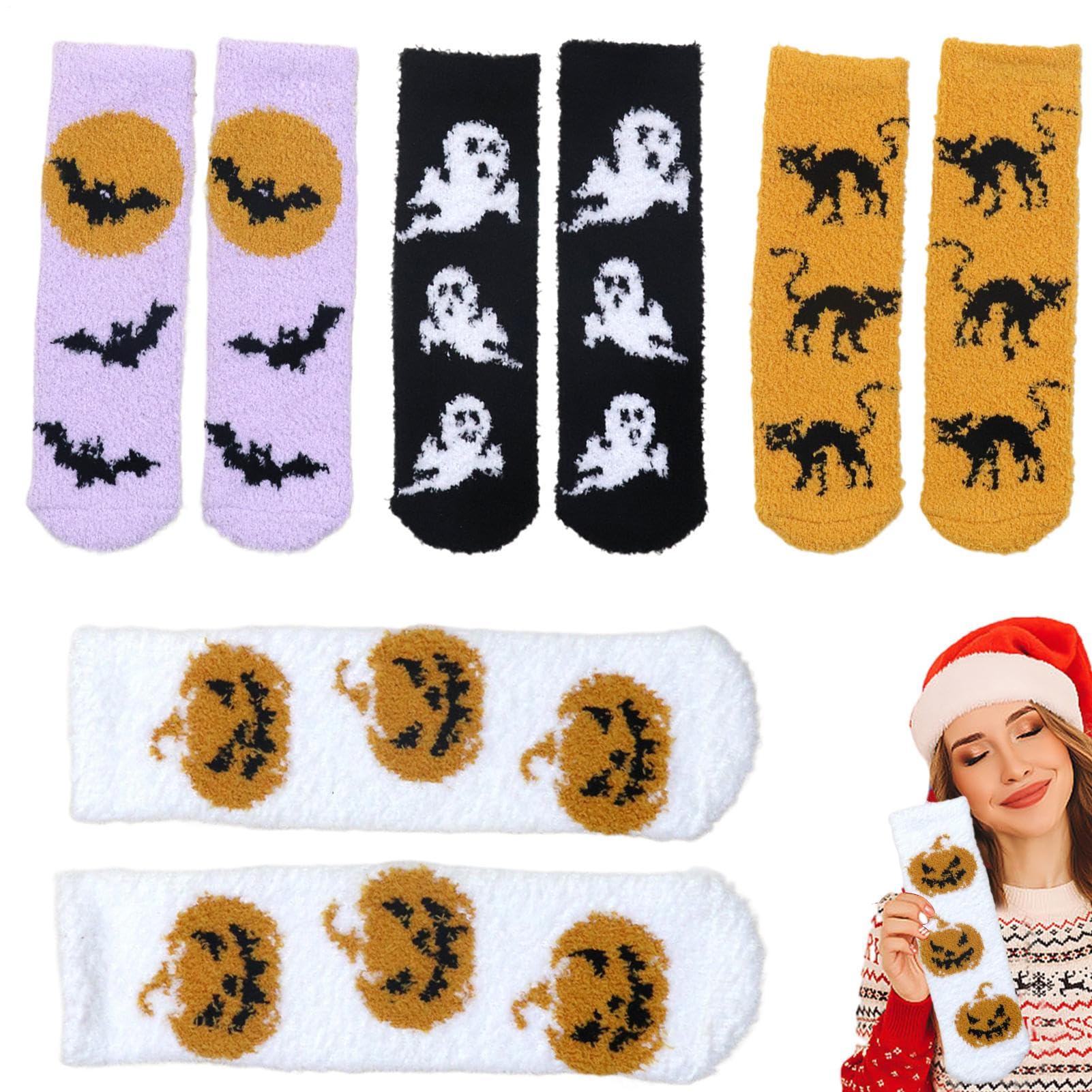 Zabawne skarpetki Halloween Miękka antypoślizgowa skarpeta świecąca w nocy