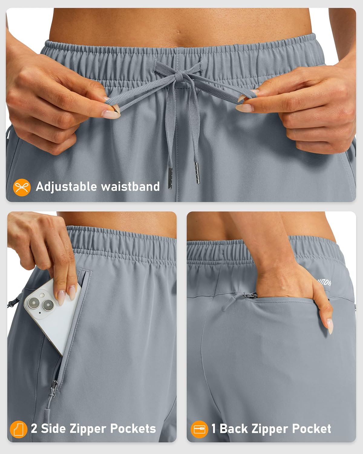Viodia Women's 9''/11'' Hiking Shorts Long Bermuda Lightweight Shorts Quick Dry Athletic Golf Shorts with 3 Zipper Pockets