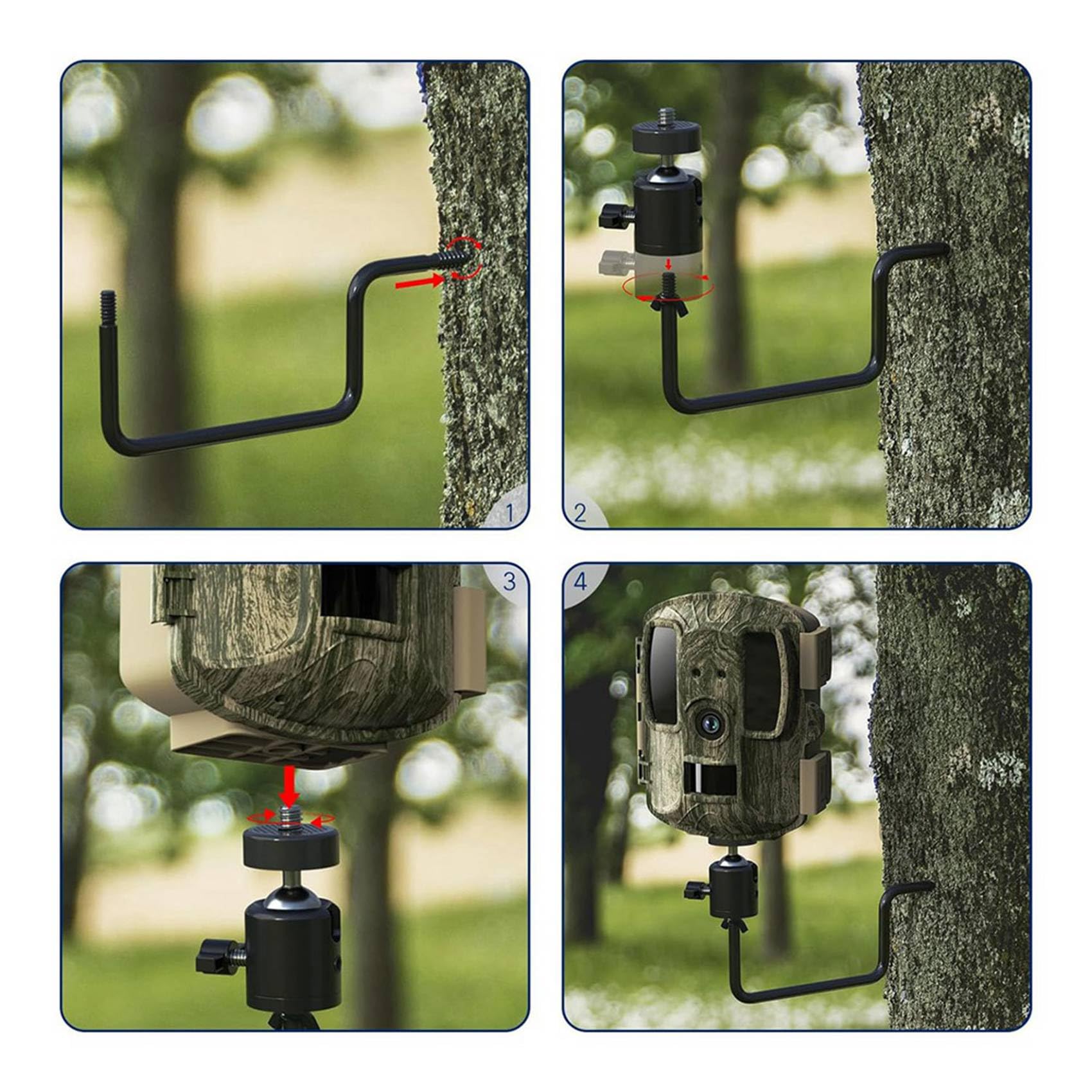 Supporto per fotocamera da parete: supporto per fotocamera selvatica regolabile a 360 gradi con vite 1/4, facile da installare, confezione da 4