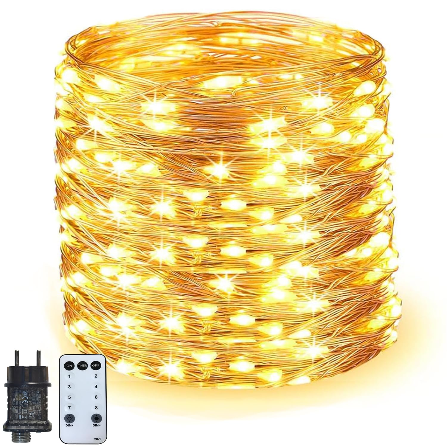 Idena 31352 - Catena Luminosa LED Cascade Con 125 LED In Bianco Caldo, Con Funzione Timer 6 Ore A Batteria Lunga Circa 17 M Per Feste Natale Decorazione Matrimonio Come Luce Datmosfera 80974622