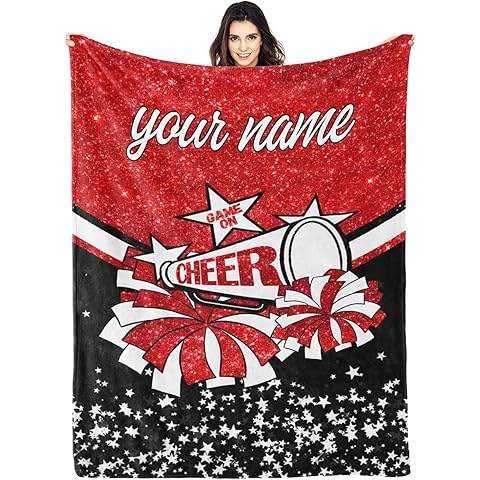 Personalized Agate Red Cheer Cheerleader Blanket for Women Customized Name Cheerlea...
