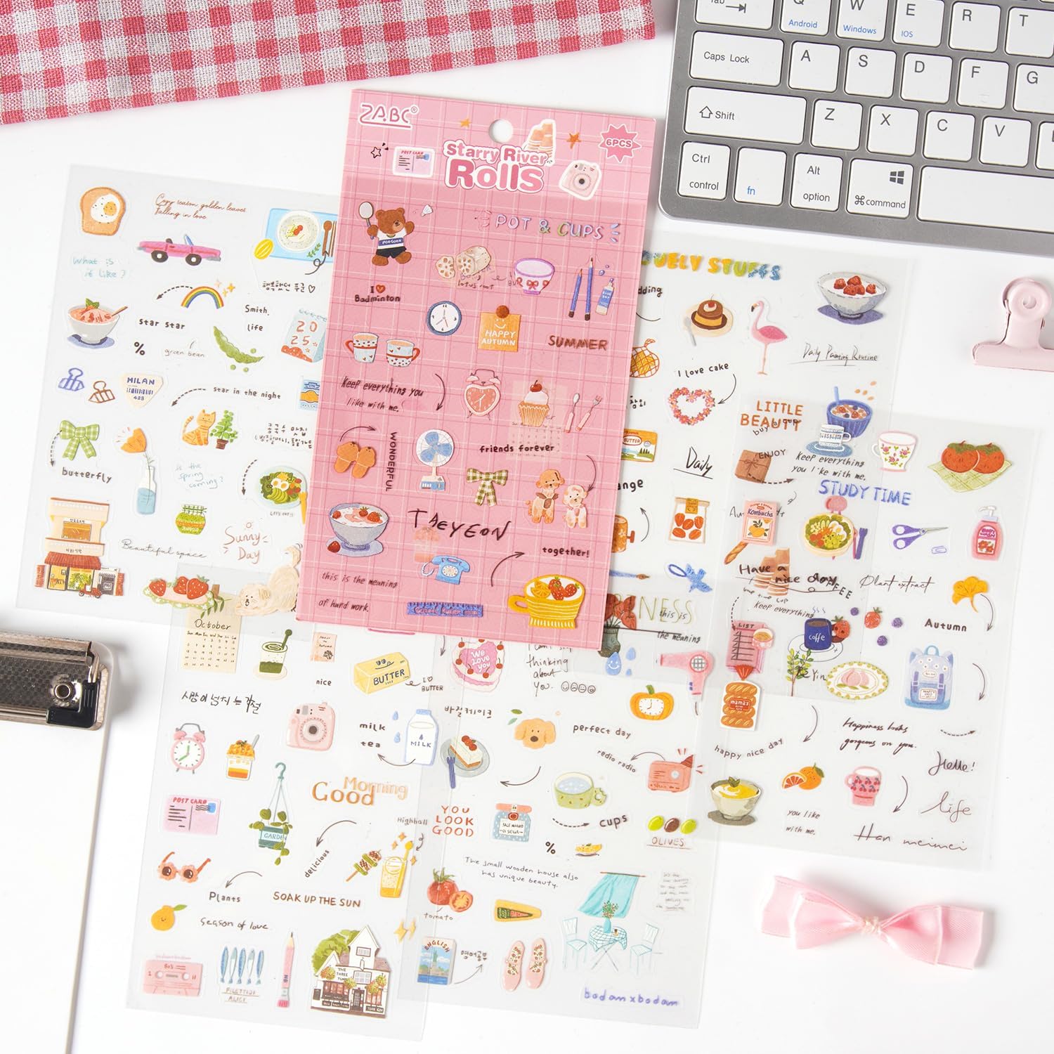 680 Pcs Daily Planner Stickers for Scrapbooking Diary Bullet Journal Notebook Card Making Water Bottle, 24 Sheets Hand-Drawn Monthly Weekly Daily Journal Stickers for Adults and Teens