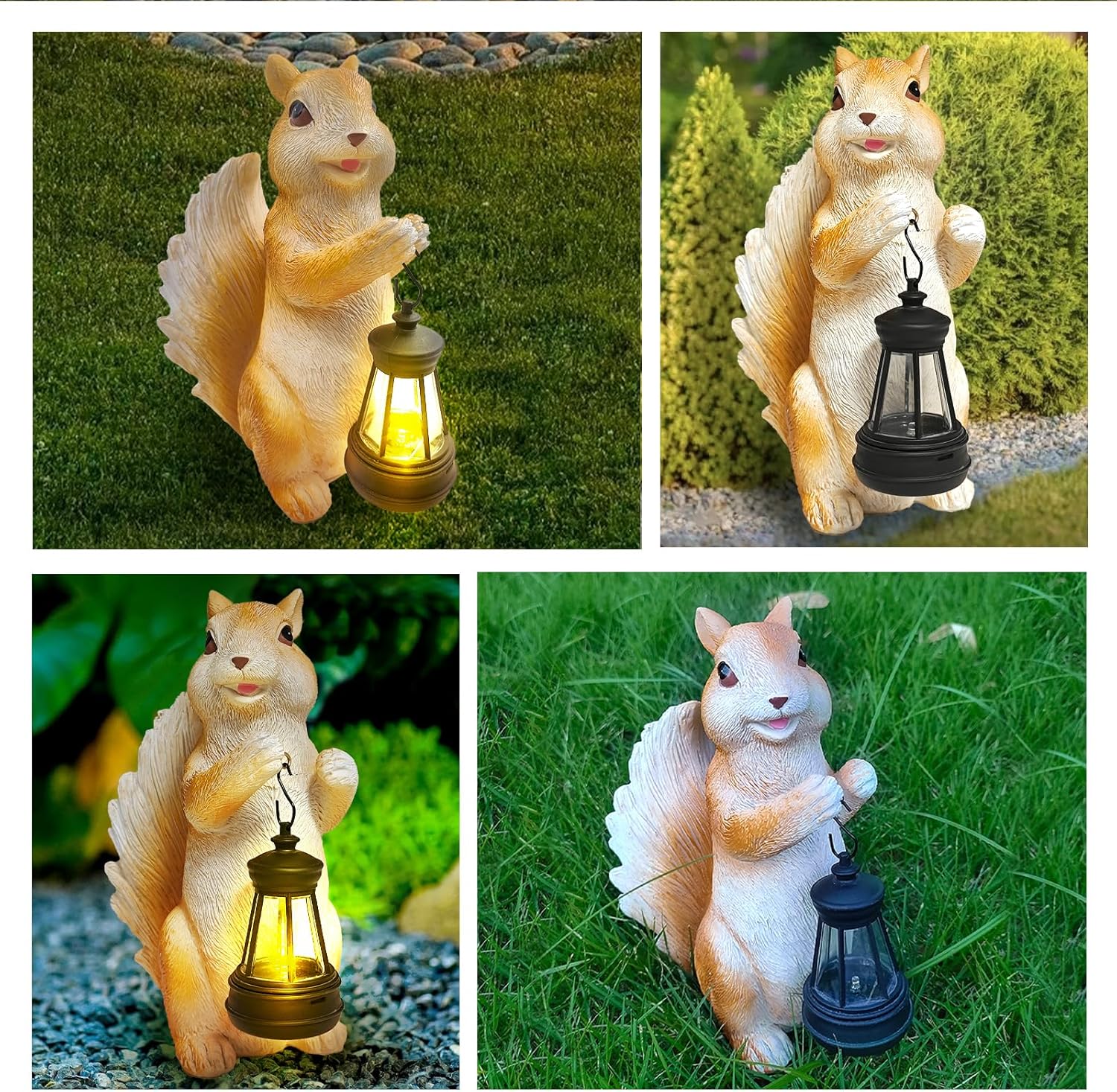 Solar Garden Statues Squirrel Decor - Resin Outdoor/Indoor Squirrel Sculpture Garden Lights Statue Decoration for Patio Home Yard Lawn, Unique Garden Figurine Lights Gift for Mom Grandma - Image 6