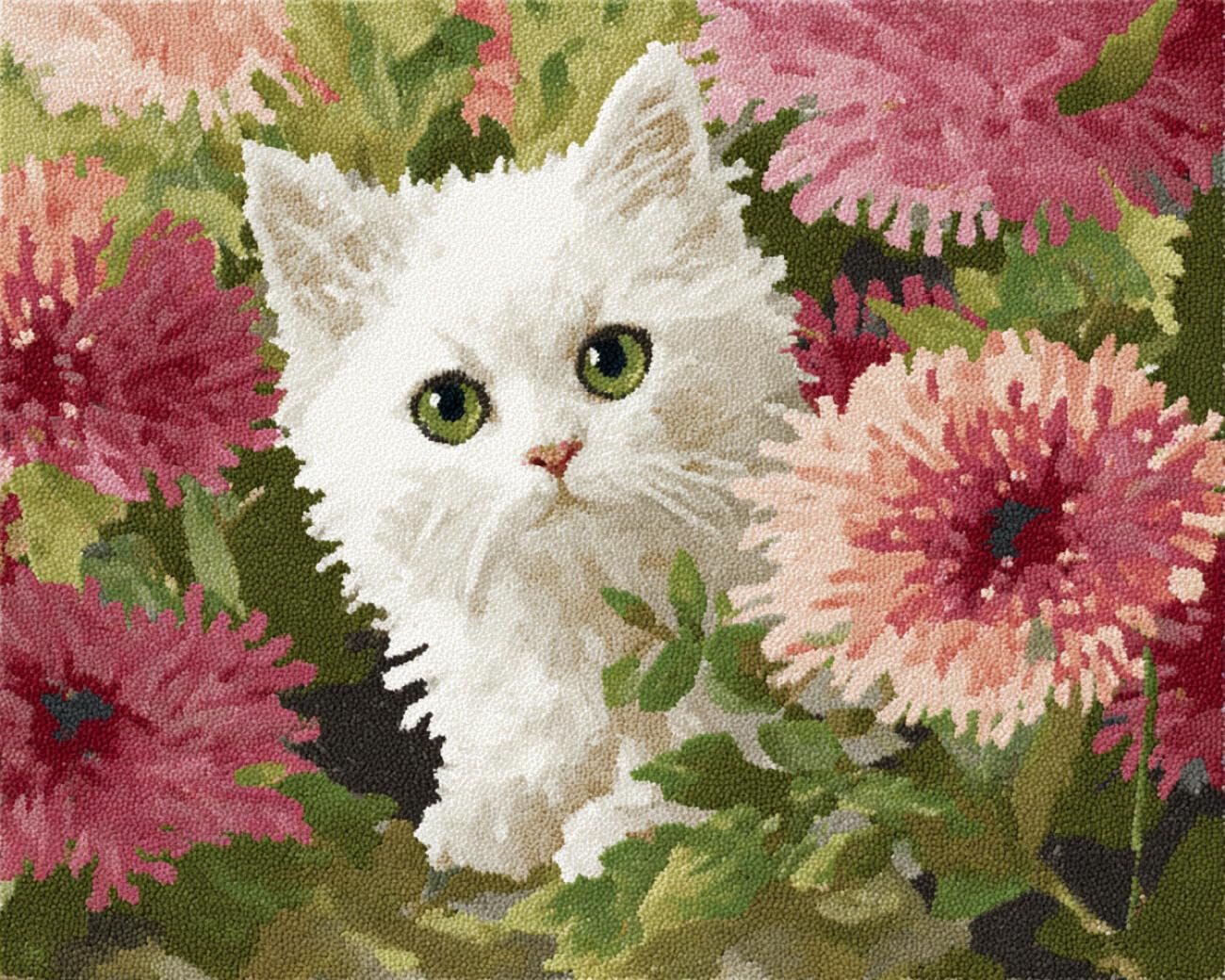 Henypt DIY Latch Hook Rug Kits Cats and Flowers 60x90cm