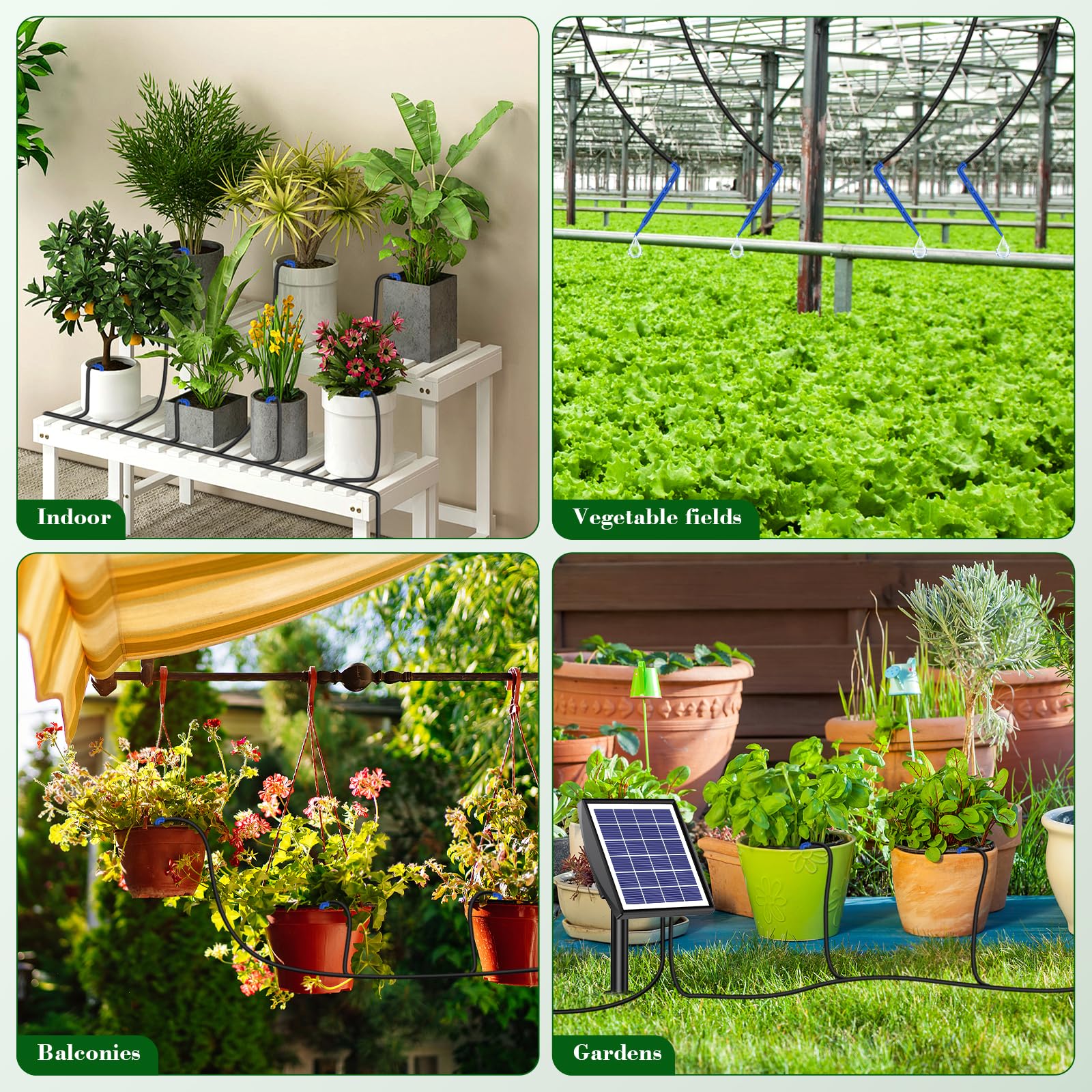 Arrosage Automatique Énergie Solaire, Kit Arrosage Automatique de Jardin Avec Tuyau de 15M pour Jardin Extérieur et Balcon Plantes en Pot, Légumes