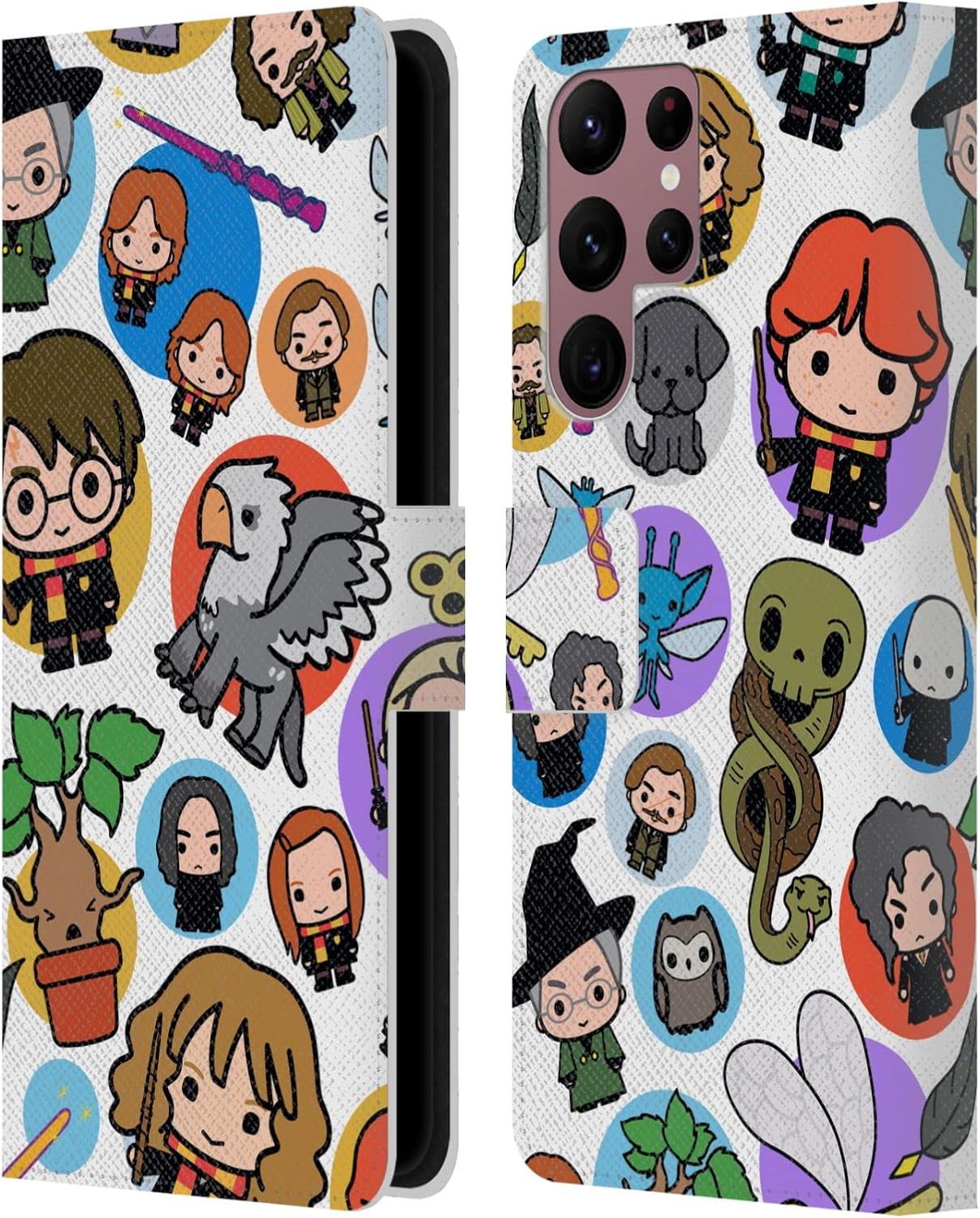 Head Case Designs Officially Licensed Harry Potter Pattern Deathly Hallows XXVIII Leather Wallet Case Compatible with Samsung Galaxy S22 Ultra 5G