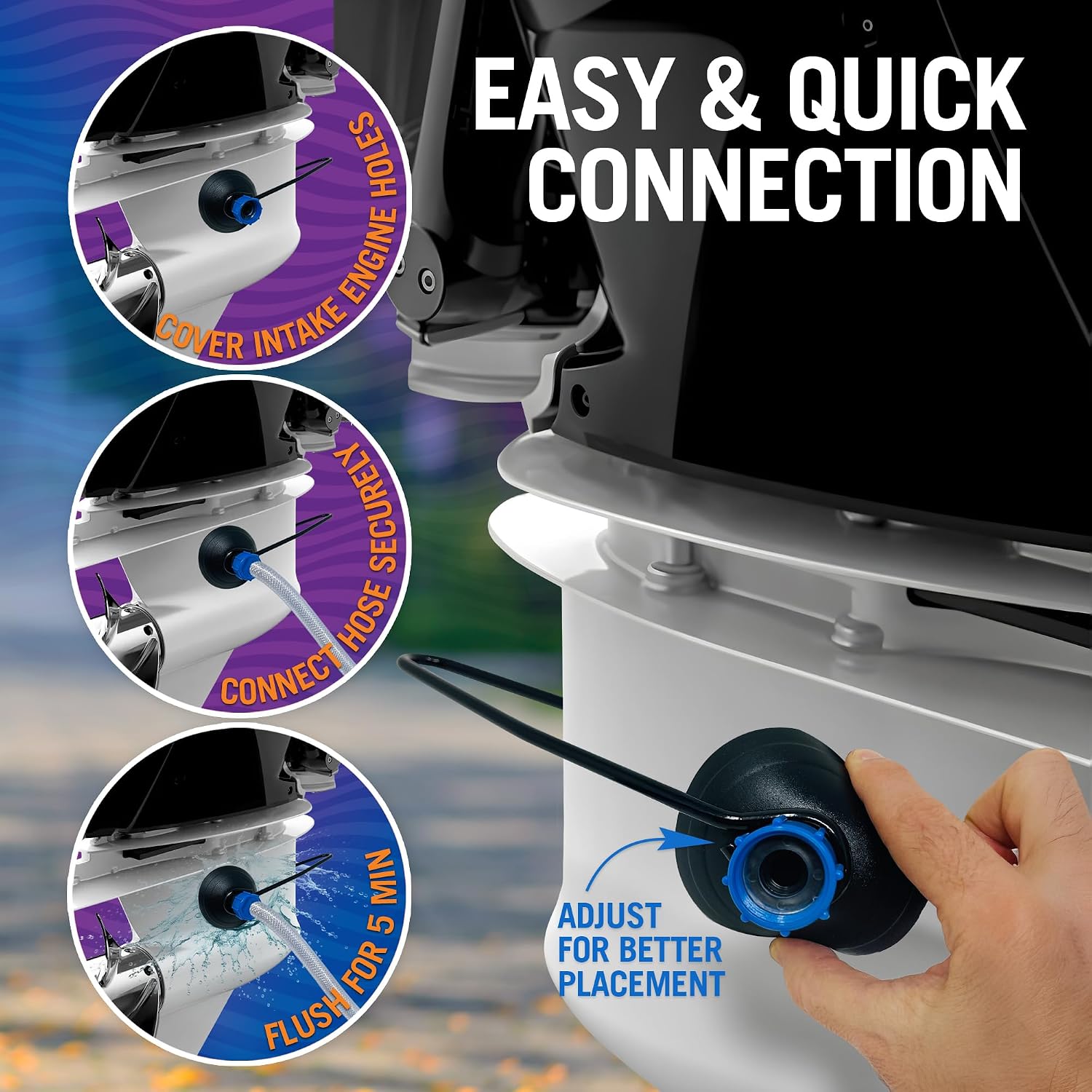Outboard Motor Muffs Round, Boat Motor Water Muffs Ear Flusher Hose Adapter, Inboard I/O Engine Flush Kit, Winterizing - Better Boat