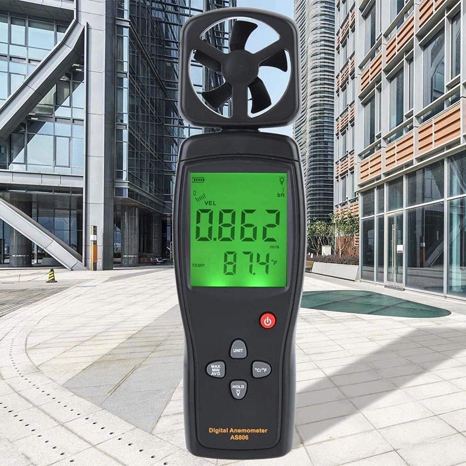 JJJ 0-45m / s velocità Portatile velocità del Vento Vento Anemometro ad Alta Presision per Ufficio per all'aperto per la casa