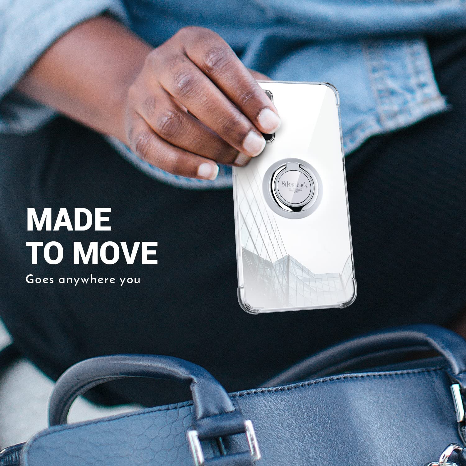 Silverback Cover per Samsung Galaxy A33 con Supporto ad Anello Girevole a 360 Gradi, Sottile e Morbida in TPU Antiurto - Trasparente