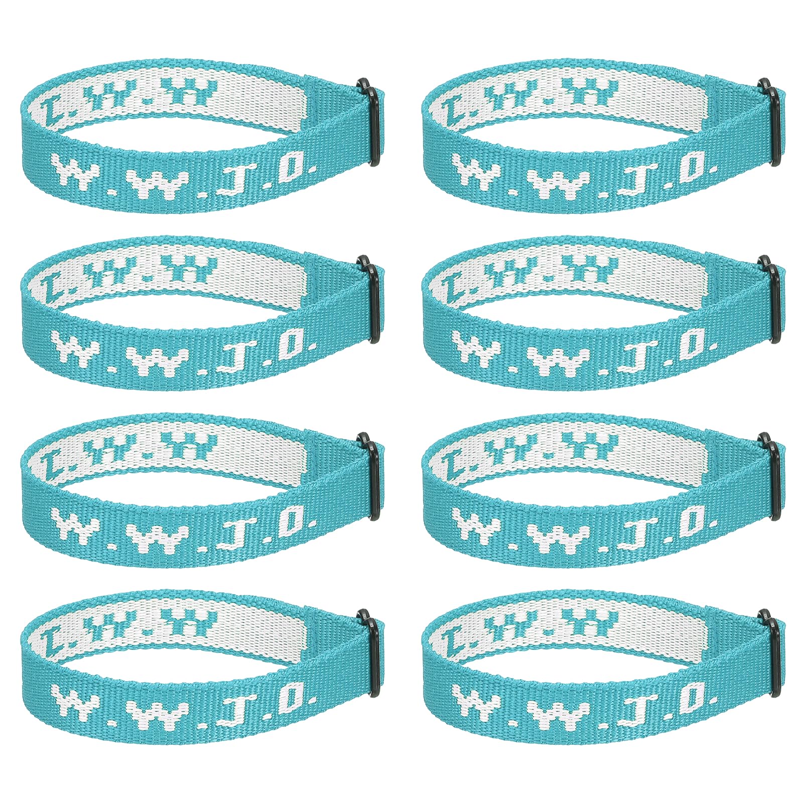 PATIKIL 8Pcs W.W.J.D Bracelets, Christian Gifts Wristbands Adjustable Woven Wristbands What Would Do Bracelet Braided Bracelets, Sky Blue/White