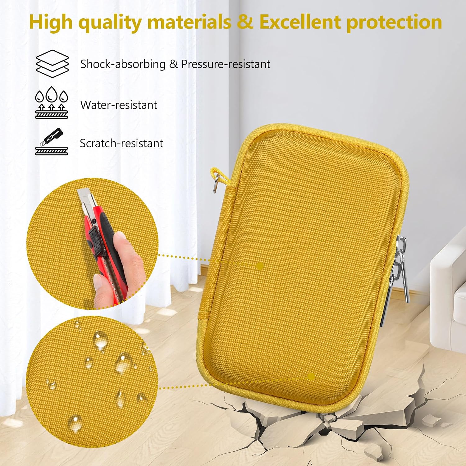 Carrying Case for Sony RX100 VII/ RX100 VI/ RX100 V/ RX100 IV/ RX100 III Premium Compact Camera, Storage Holder Travel Bag with Zipper Mesh Pocket for Charging Cable, USB Card, Yellow image 4