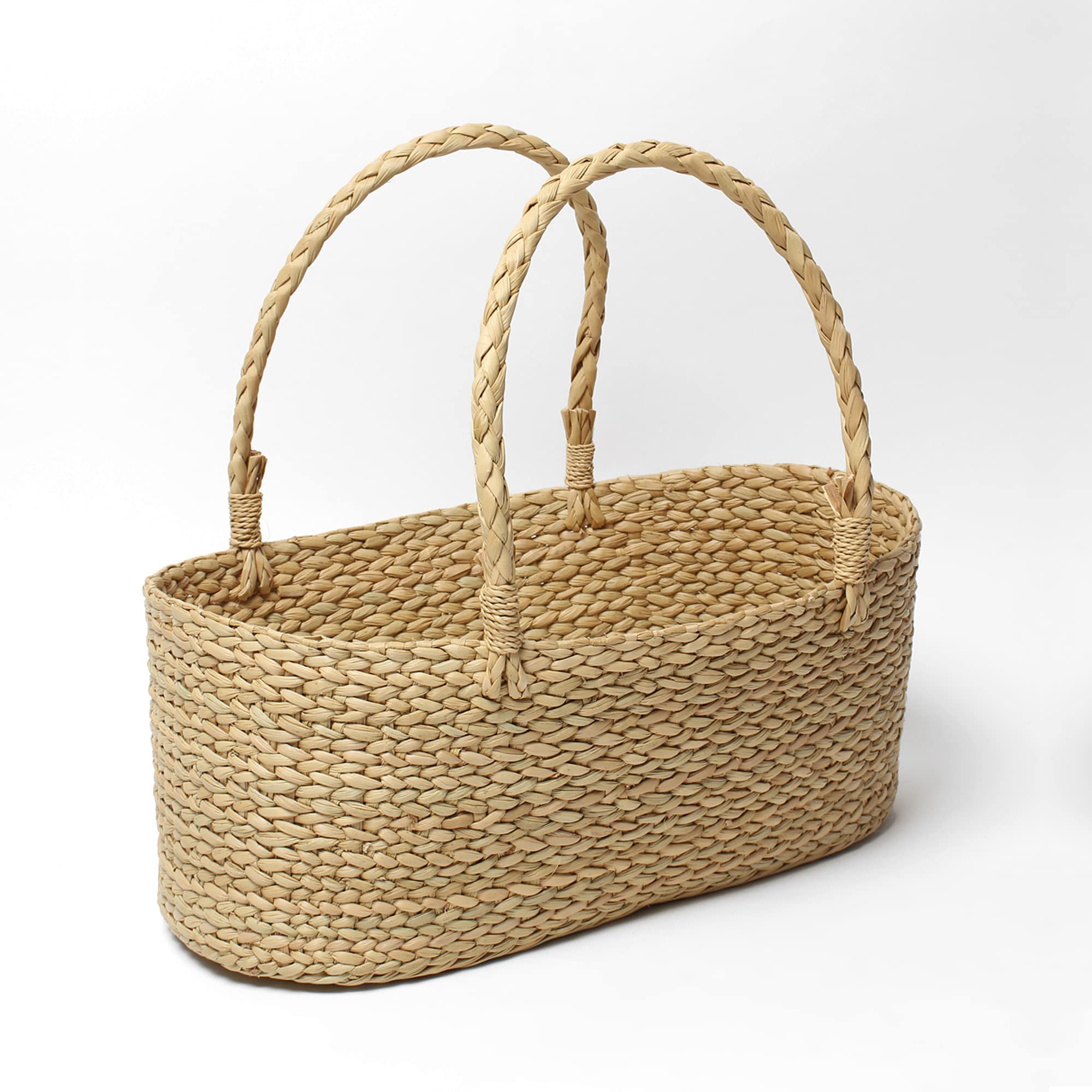 Habere India-All the Cultures Fabricating India Wicker Hamper Basket | Bamboo Basket | Cane Gift Hamper | Seagrass Shelf Organiser | Decorative Fruit Baskets, Oval (Beige; S - L30 x W18 x H13 cm)-picture-10