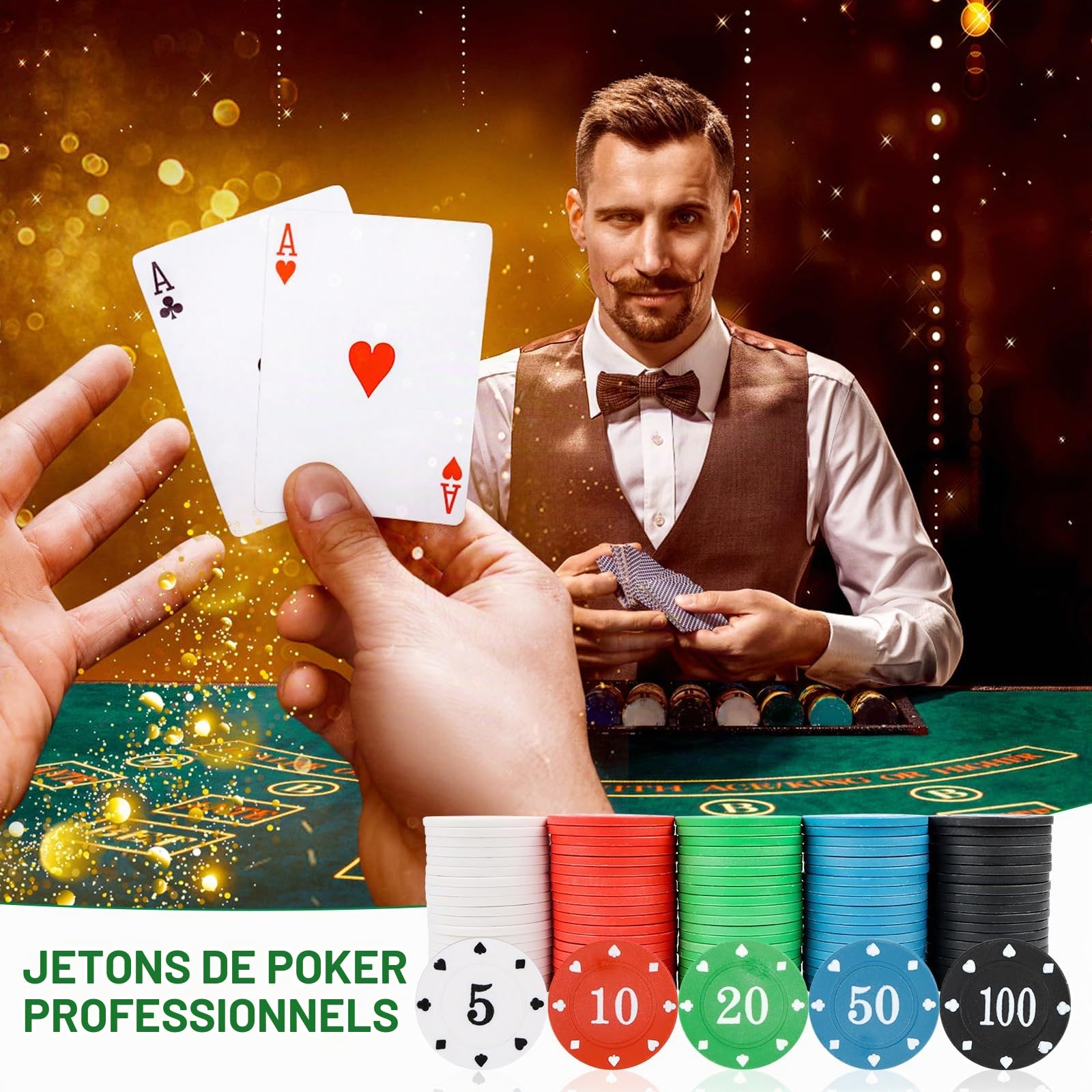 100 Pièces Jetons Jouets Pour Enfants Compteurs Jetons De Poker Pièces