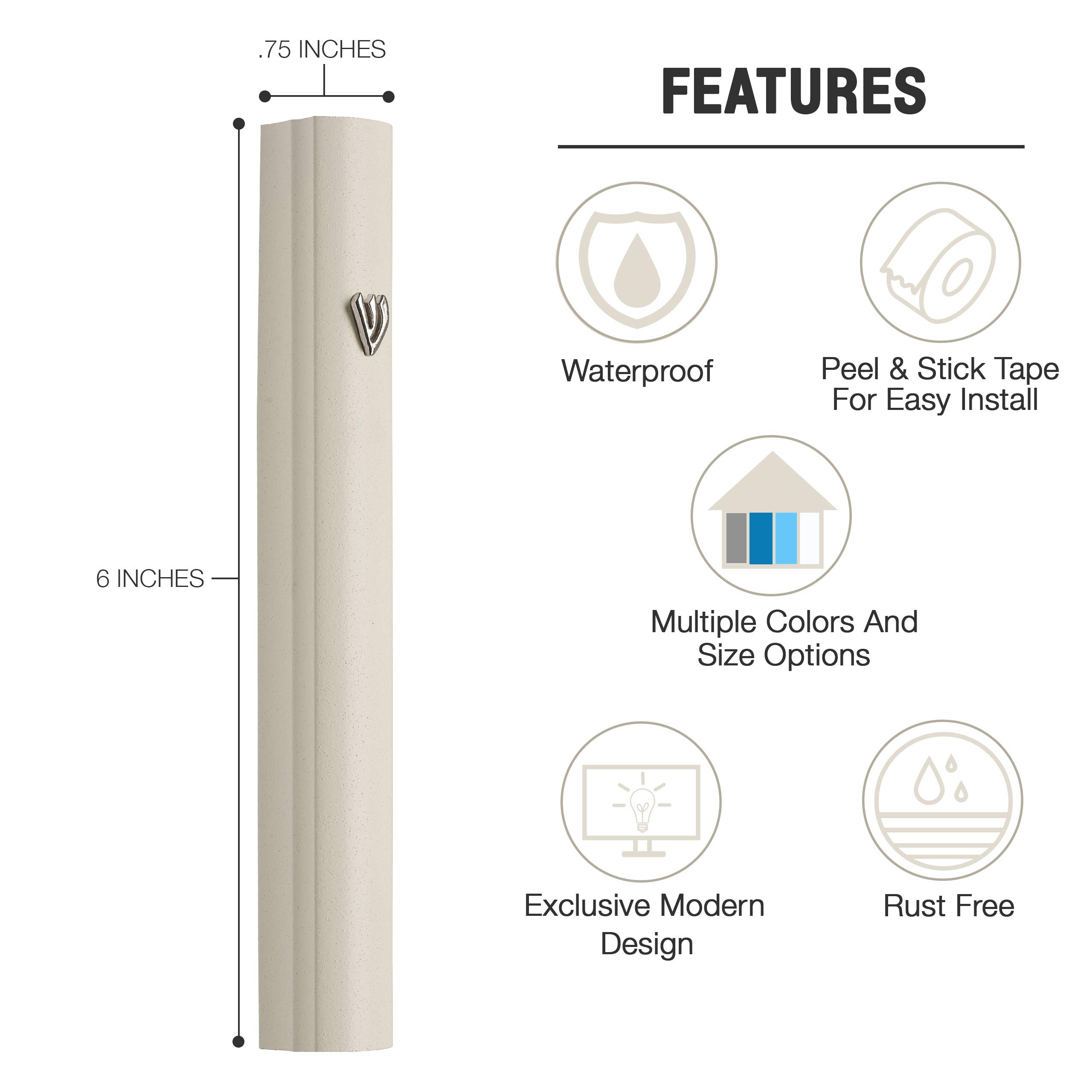 Photo 1 of A&S Mezuzot Alumium Mezuzah Case in Silver Shin Design Weatherproof Door Mezuza Judaica Art for Home Blessing (Ivory, 6 Inches)