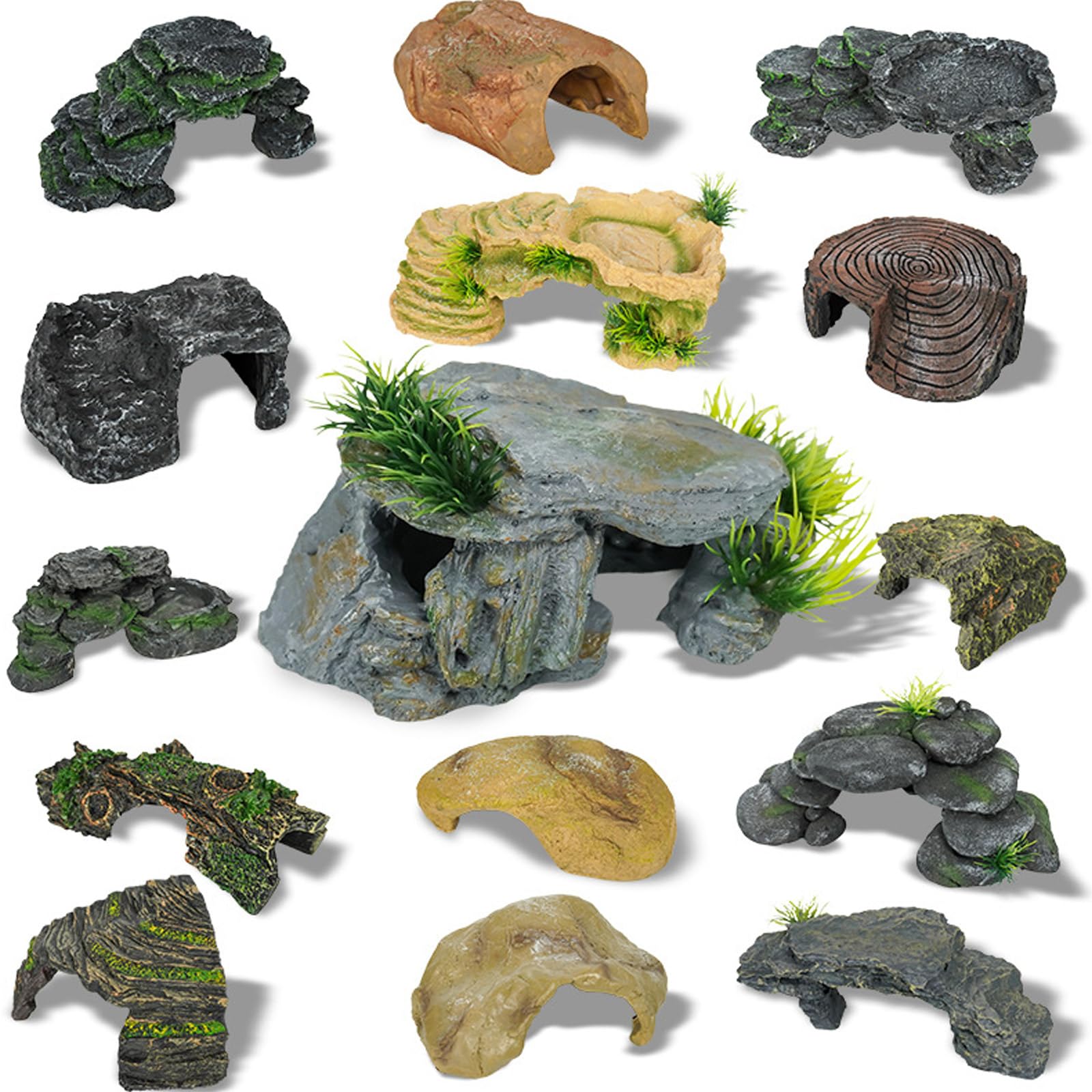 Piattaforma per prendere il sole, decorazione per acquario, ornamento paesaggistico, riparo per rettili, grotta per pesci gamberetti