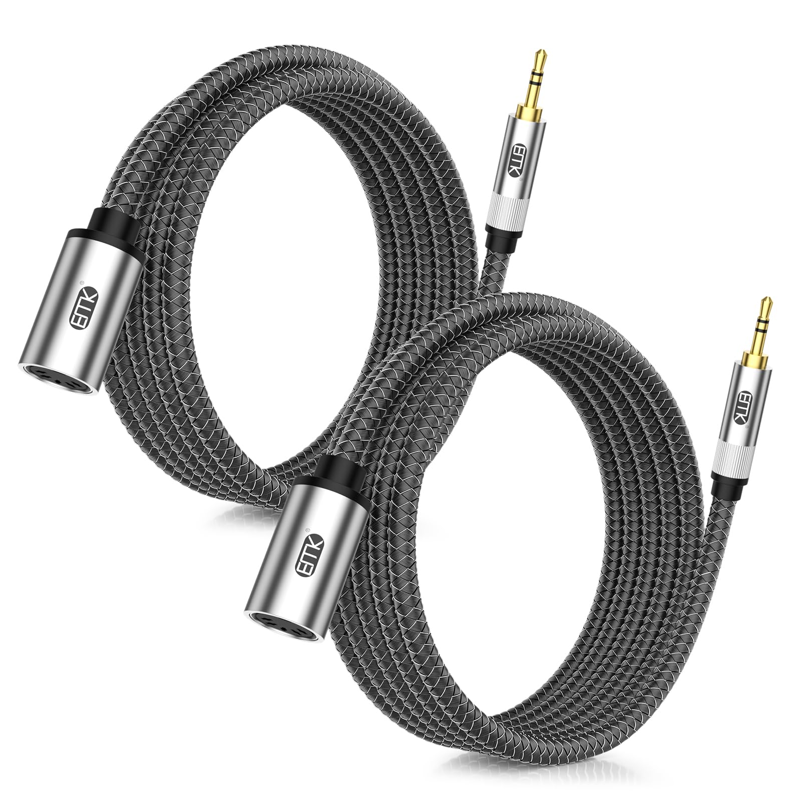2-Pack MIDI to 3.5mm Adapter Cable, 14-Inch Type-A Female MIDI to TRS Male Audio Breakout Cable, Compatible with Keyboards, Synthesizers & DAWs (2pcs)