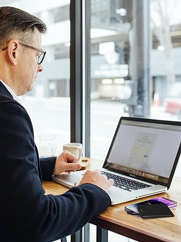 Vista 3 de Auskang Cargador portátil delgado con cable Lightning integrado (certificado MFi Apple) - Banco de energía delgado compatible con iPhone Lightning