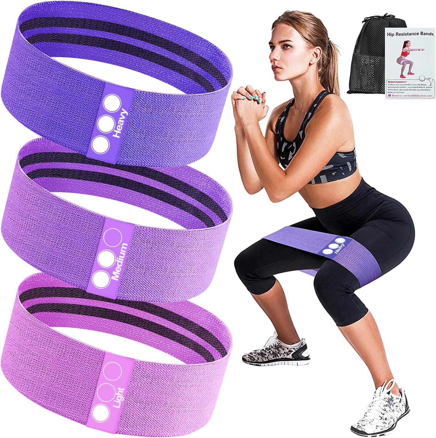 Resistance Bands, Fitness Bands, Hip Resistance Bands Set with Strong Elasticity, Tensile Strength, Non-Slip Training Band, for HIPS, Legs, Pilates, Yoga, Strength Training