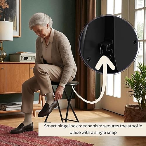 Miniatura 5 de Lavish Home - Juego de 2 taburetes de bar plegables de 18 pulgadas, capacidad de 225 libras y asientos acolchados para dormitorio, recreación o sala