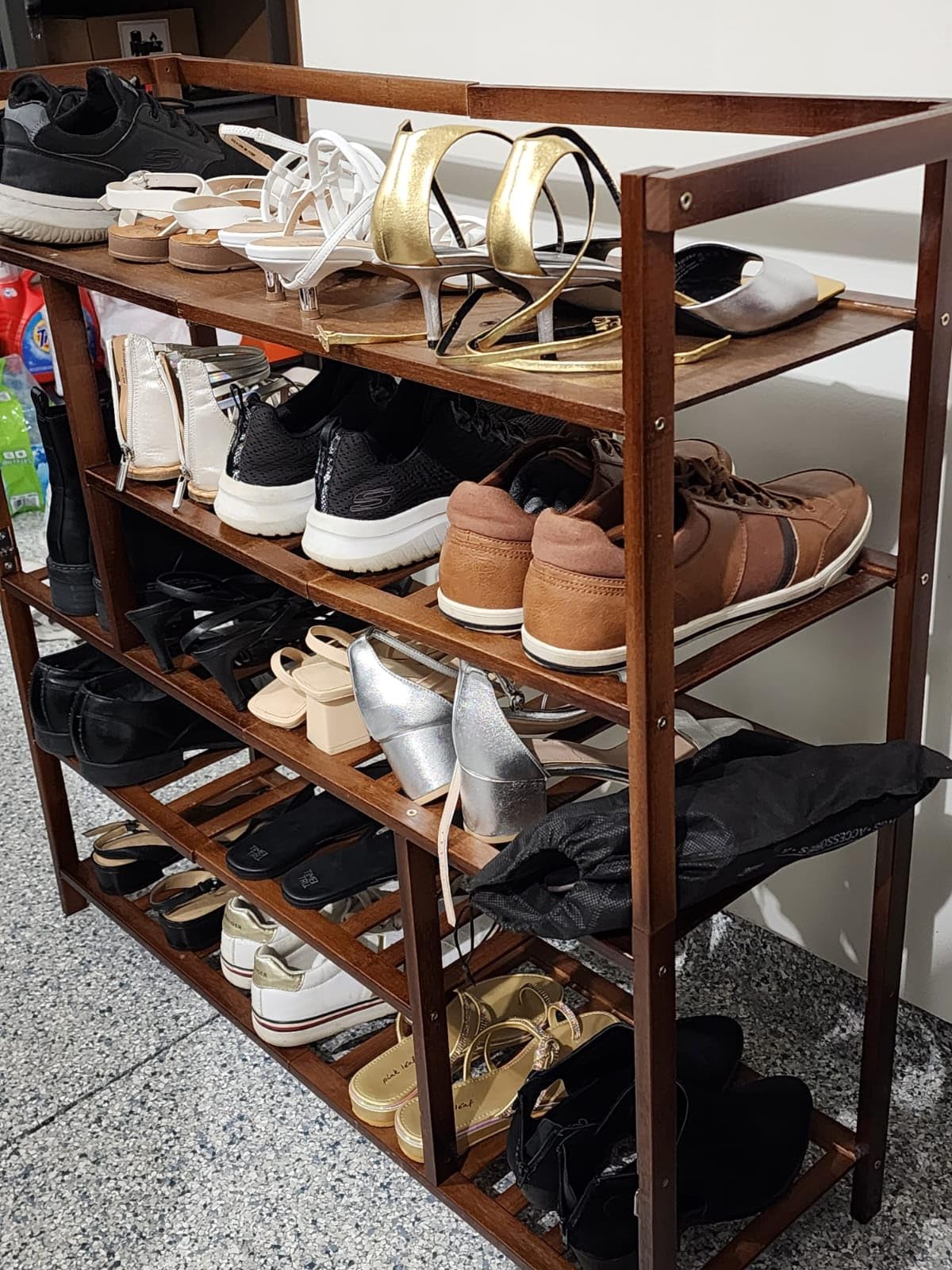 $9/mo - Finance Fibogollo Shoe Rack, 5 Tier Bamboo Shoe Shelf, Shoe ...