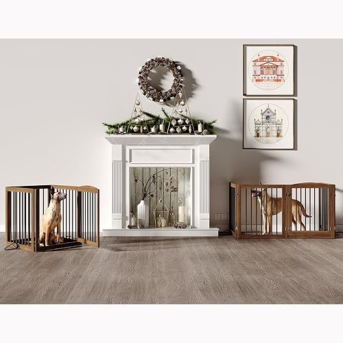 Miniatura 3 de Vantas Puerta plegable para mascotas de 72 pulgadas de ancho, 30 pulgadas de alto, puerta de madera para perros sin montaje, puerta de alambre