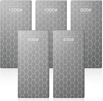 5 PCS Diamond Sharpening Stone, Diamond Sharpening Plate, Diamond Stone, Sharpening Plate Honing Stones Knives 400/600/800/1000/1200 Grit