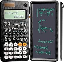 Scientific Calculators with LCD Writing Tablet for Back to School Solar Powered Calculator Small Math Calculator with Notepad for Middle High School Student