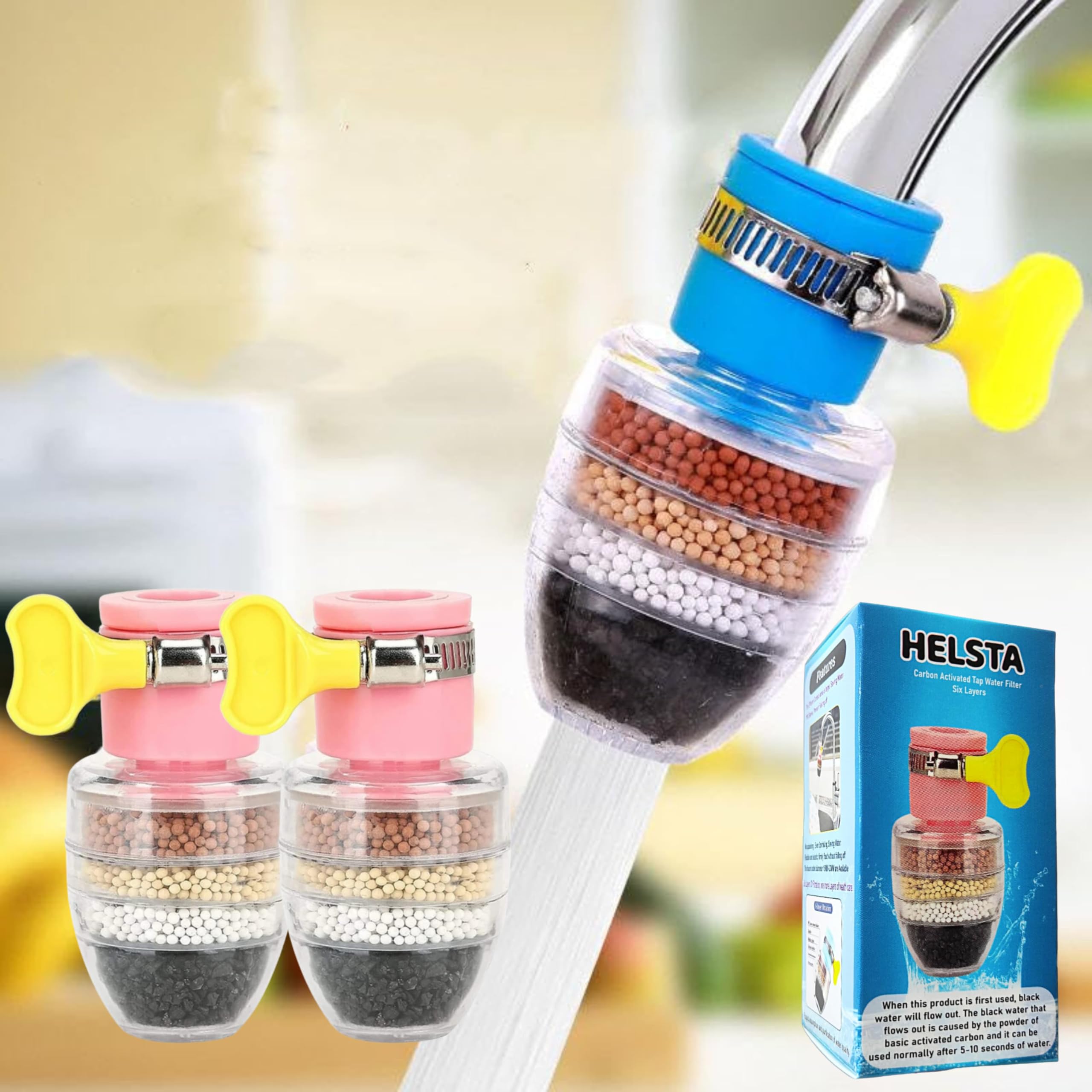 HELSTA® Activated Carbon Faucet Water Filters Universal Interface Home Kitchen Faucet Tap Water Tap filter Multilayer Clean Purifier Filter Cartridge Five Layer Water Filter (PACK of 2) (B0BRWKSX33) Amazon Price History, Amazon Price Tracker