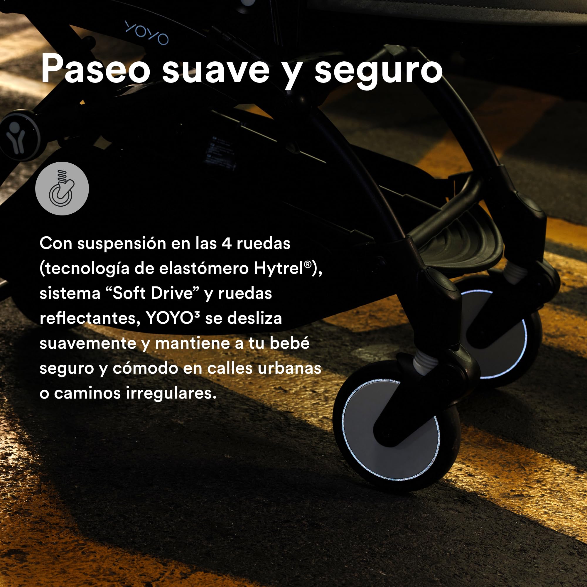 Cochecito Stokke YOYO3 a partir de 6 meses - Incluye chasis negro/cojín de asiento Olive + dosel - Se pliega y despliega en un instante - Ligero y compacto - Compatible con equipaje de mano