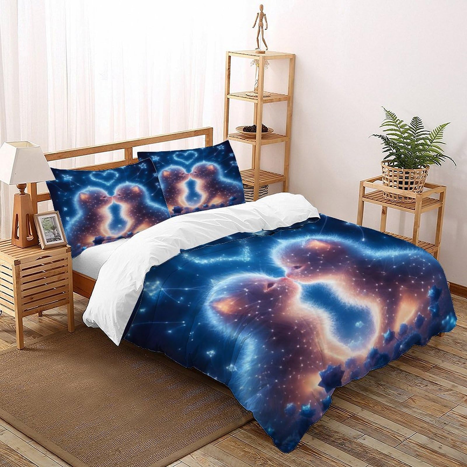 Housse de couette chat mignons animaux pour décorer une chambre double douillette