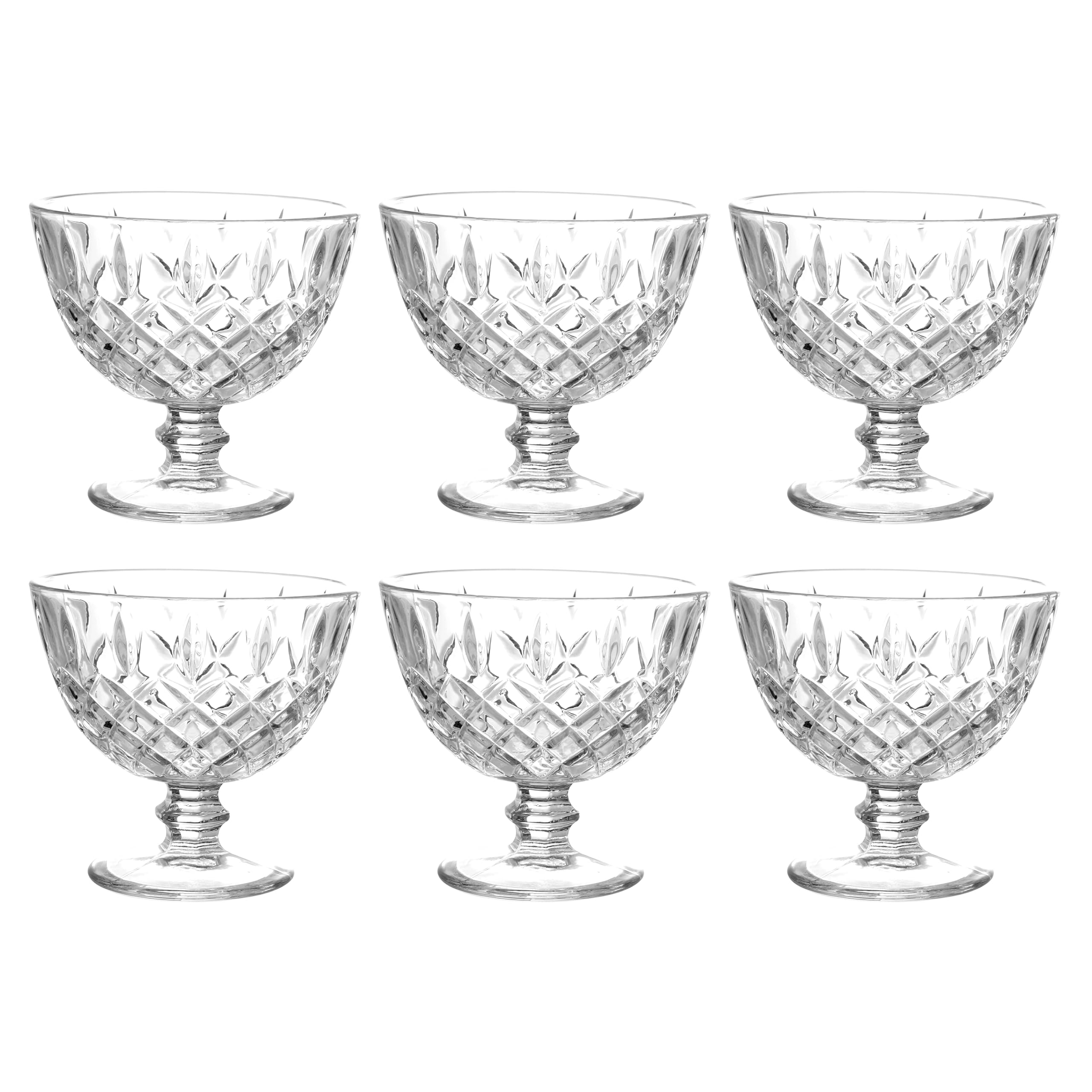 Tognana Diamond Classy, set de 6 copas para helado de 280 cc, vidrio, transparente