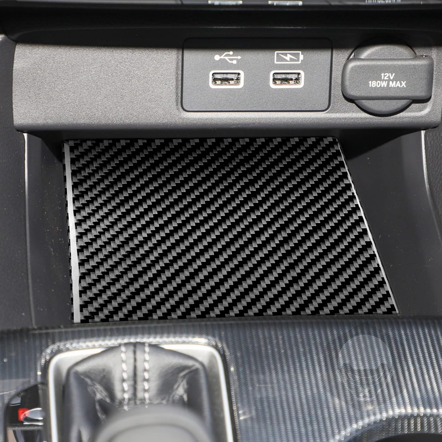 Real Carbon Fiber Car Center Storage Box Mat Decal for Honda 11th Gen Civic 2022-2025 Sport/Si/Sport Touring/EX/Touring/EX-L/LX/Type R Sedan Hatchback Interior Accessories Sticker Black