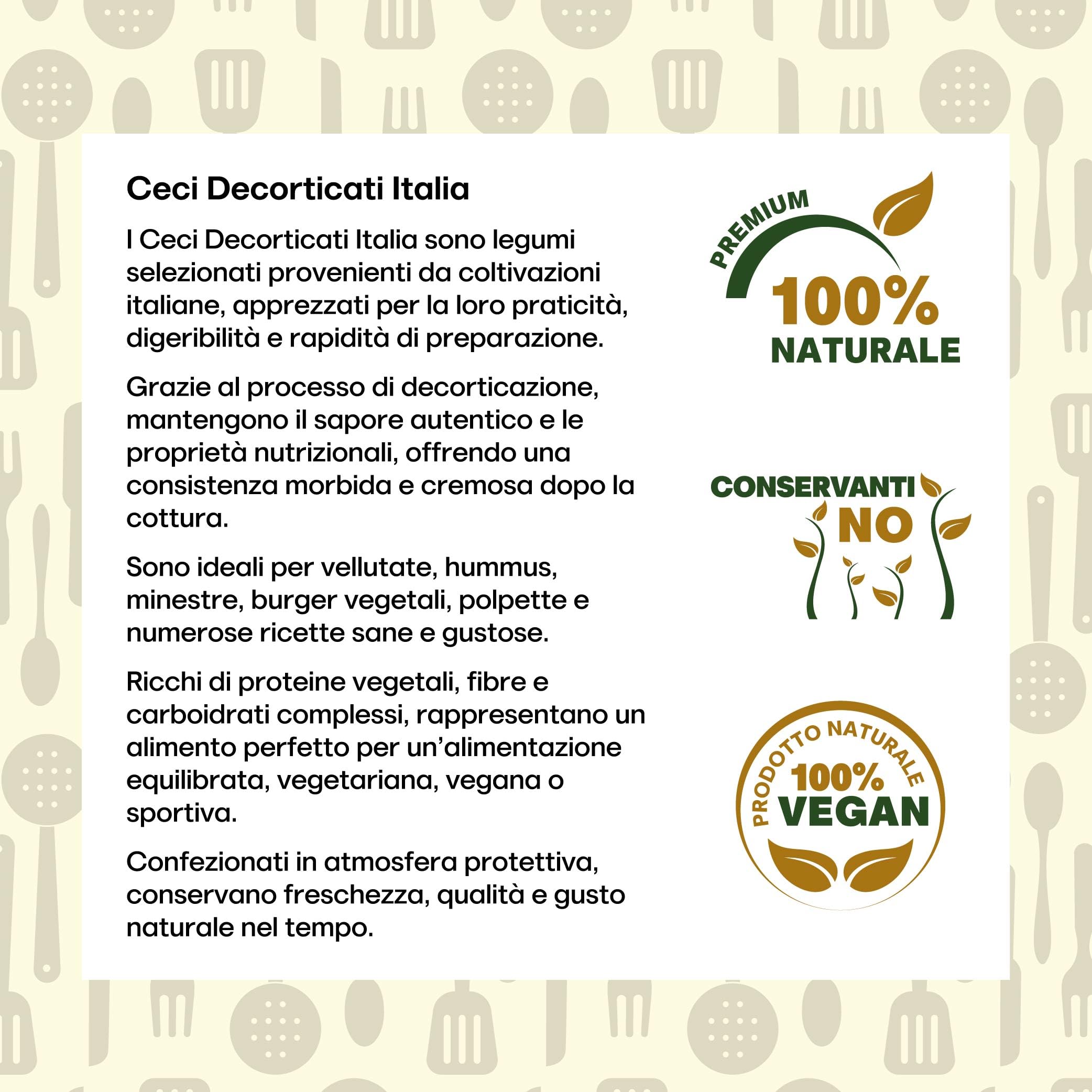Il Contadino - Antichi Sapori | CECI DECORTICATI ITALIA | Legumi Decorticati Italiani, Ricchi di Proteine Vegetali, Naturali di Qualità Premium, Senza Conservanti, Confezione Salva Freschezza (20 Kg)