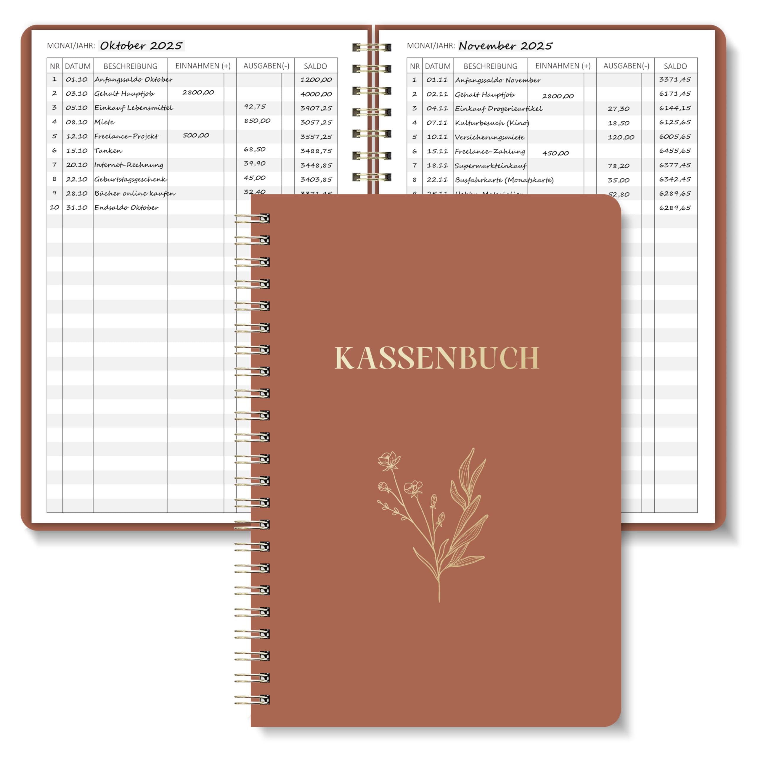BIROYAL Kassenbuch A5-120 Seiten Haushaltsbuch, Budget Planner & Kassenbücher - Einnahmen Ausgaben Buch - Haushaltsbuch zum Eintragen - Kassenbuch Kleinunternehmer- Ausgaben Tracker Finanzplaner
