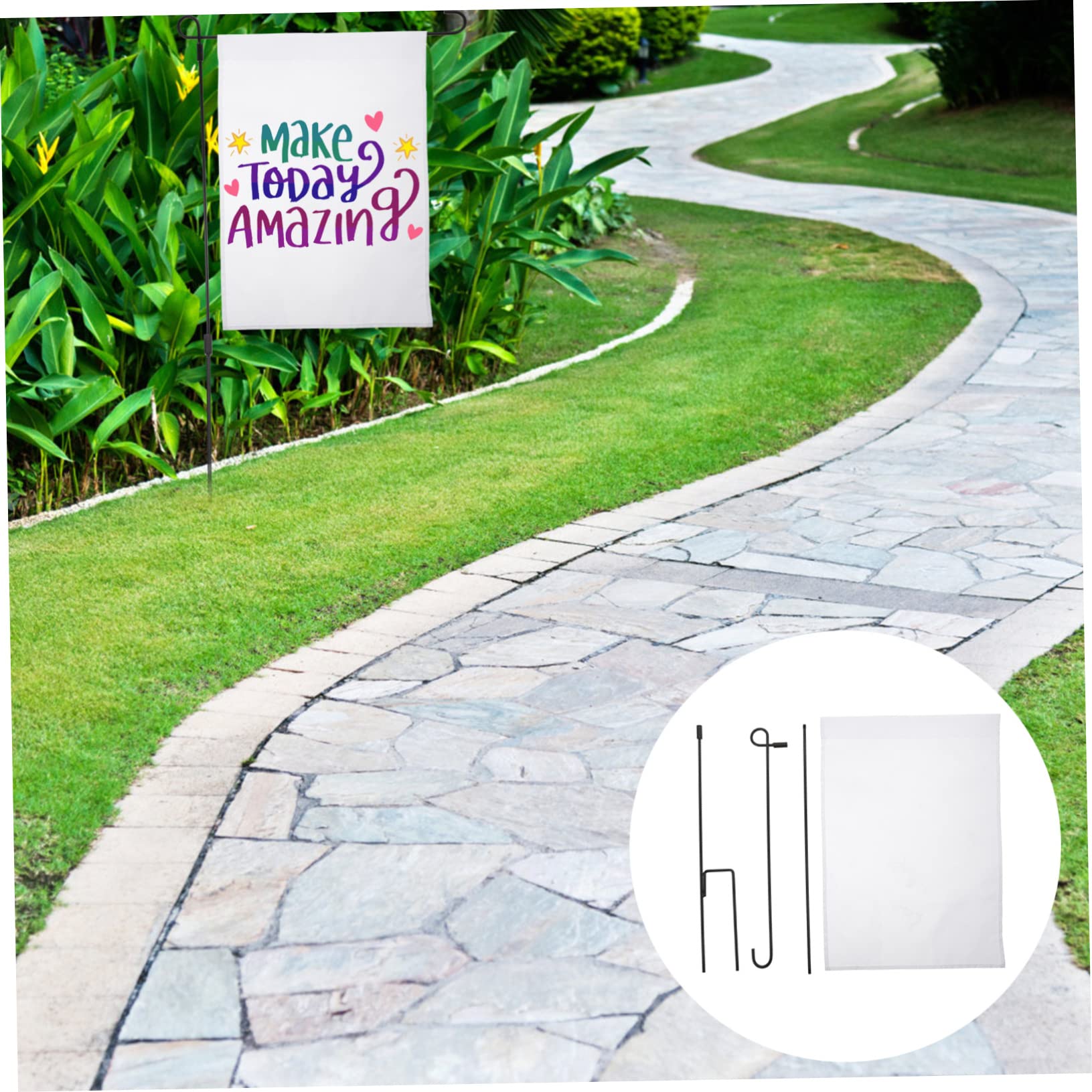 HANABASS 2 Sätze Diy Leere Gartenflagge Weiße Fahne für Outdoor Dekoration mit Gartenflaggenmast für Kreative Gestaltung und