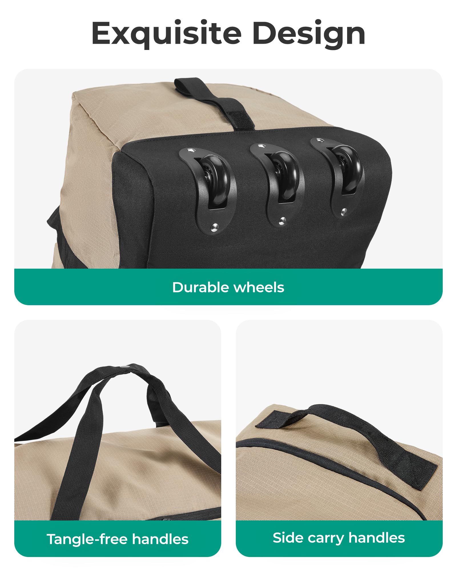 BAGSMART Faltbare Reisetasche mit Rollen, 83L Leicht Sporttasche 3-Rollen große Reisetasche Herren & Damen, Kann aufgerollt und aufbewahrt Werden, Schwarz